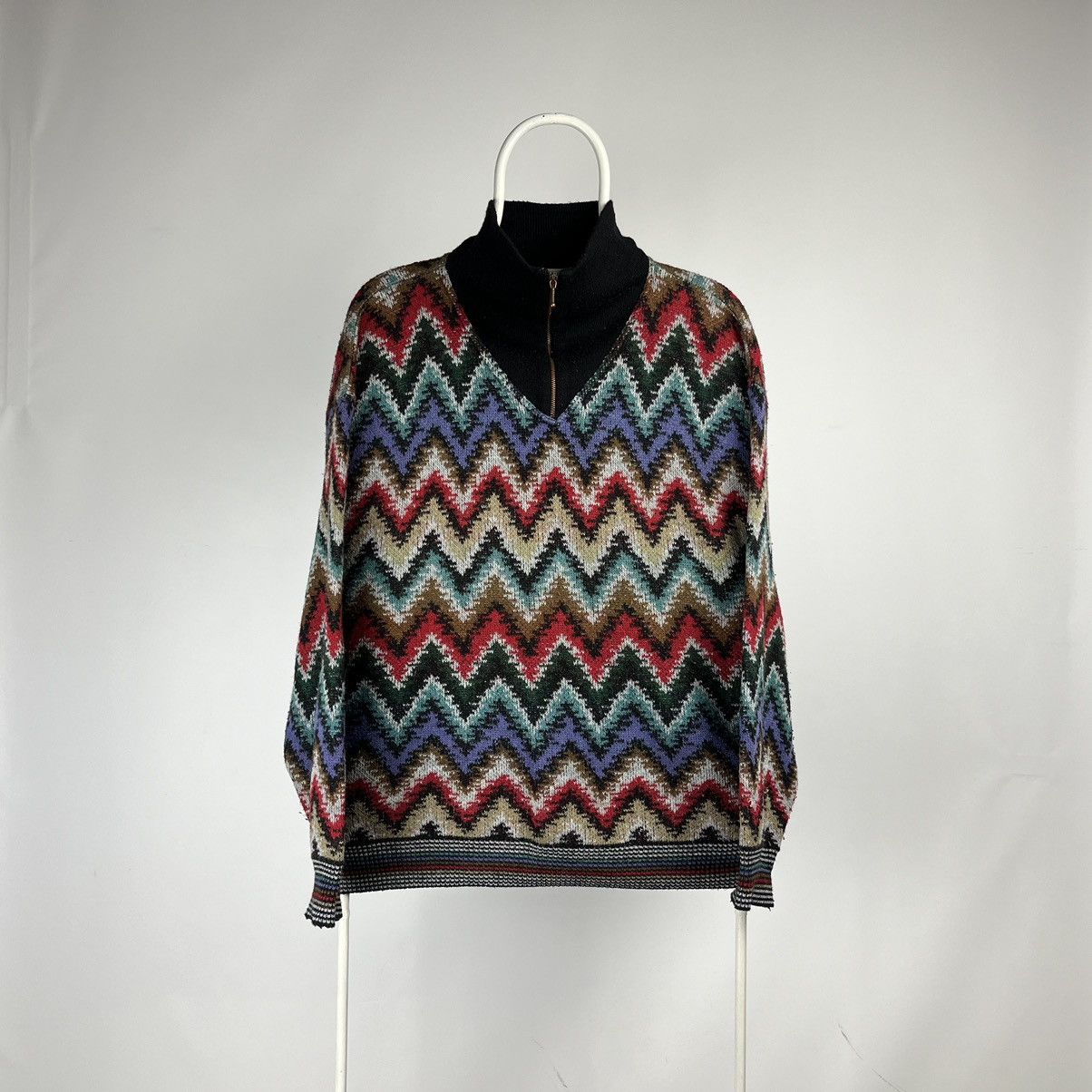 Vintage Carlo Martino sweater wool zip missoni style size XLarge Size US XL / EU 56 / 4 - 1 Thumbnail