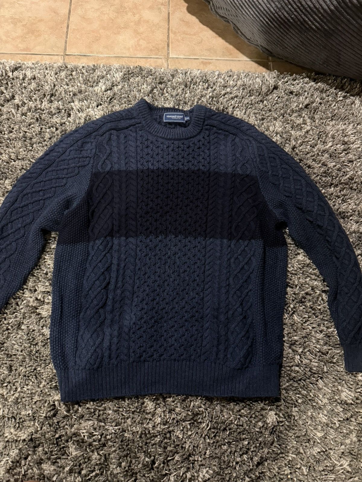 Vineyard Vines Vineyard Vines navy blue cable knit sweater Size US XXL / EU 58 / 5 - 1 Thumbnail