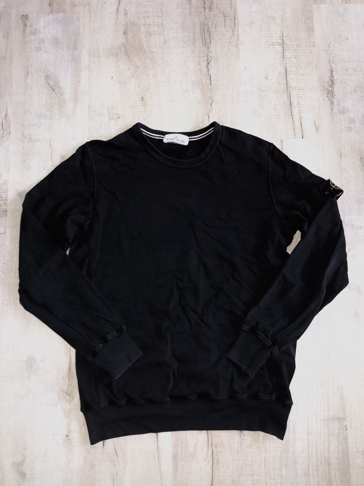 image of Stone Island Garment Dyed Crewneck in Black, Men's (Size XL)