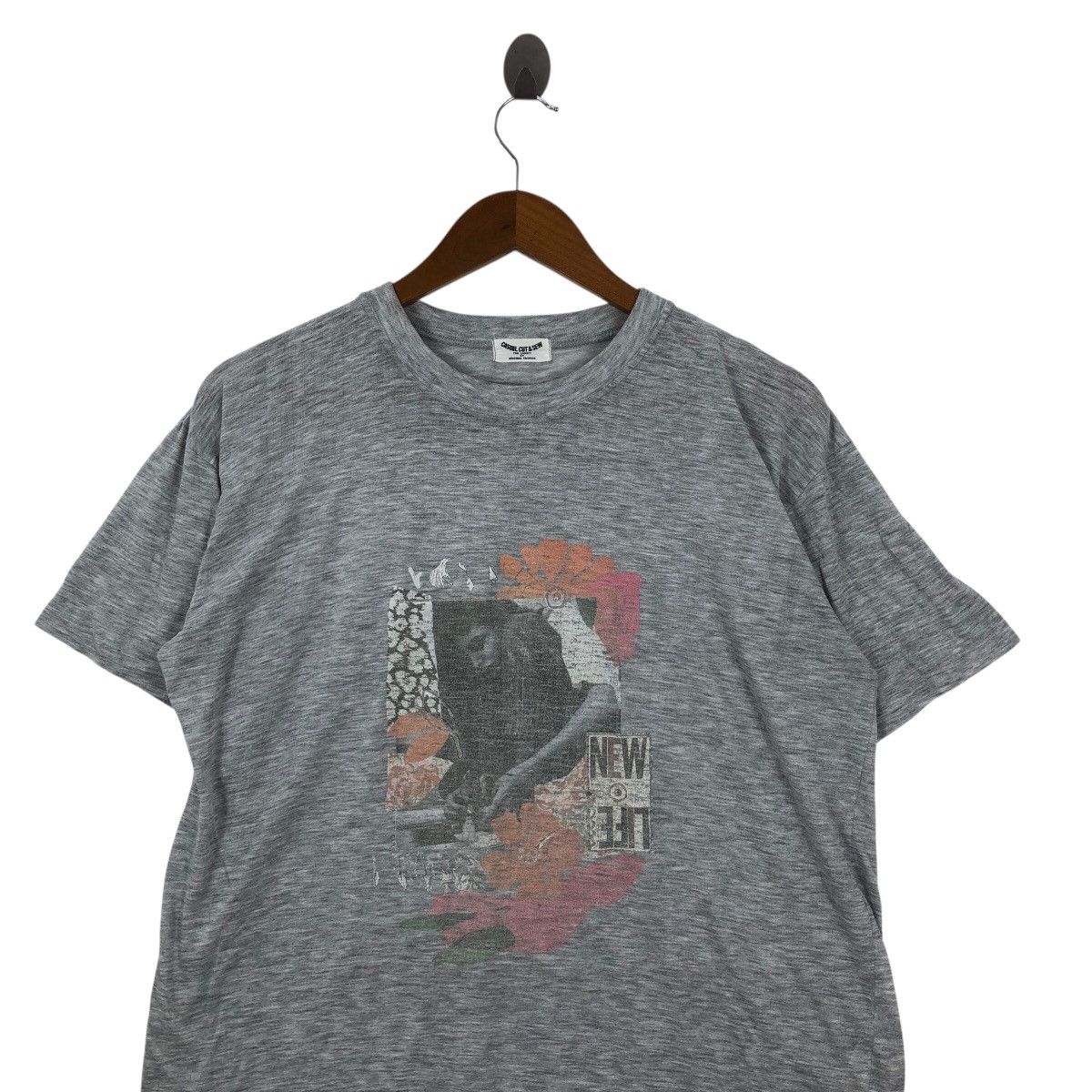 Vintage Vintage Casual Cut & Sew "New Life" Graphic Grey Tee L Size M / US 6-8 / IT 42-44 - 2 Thumbnail
