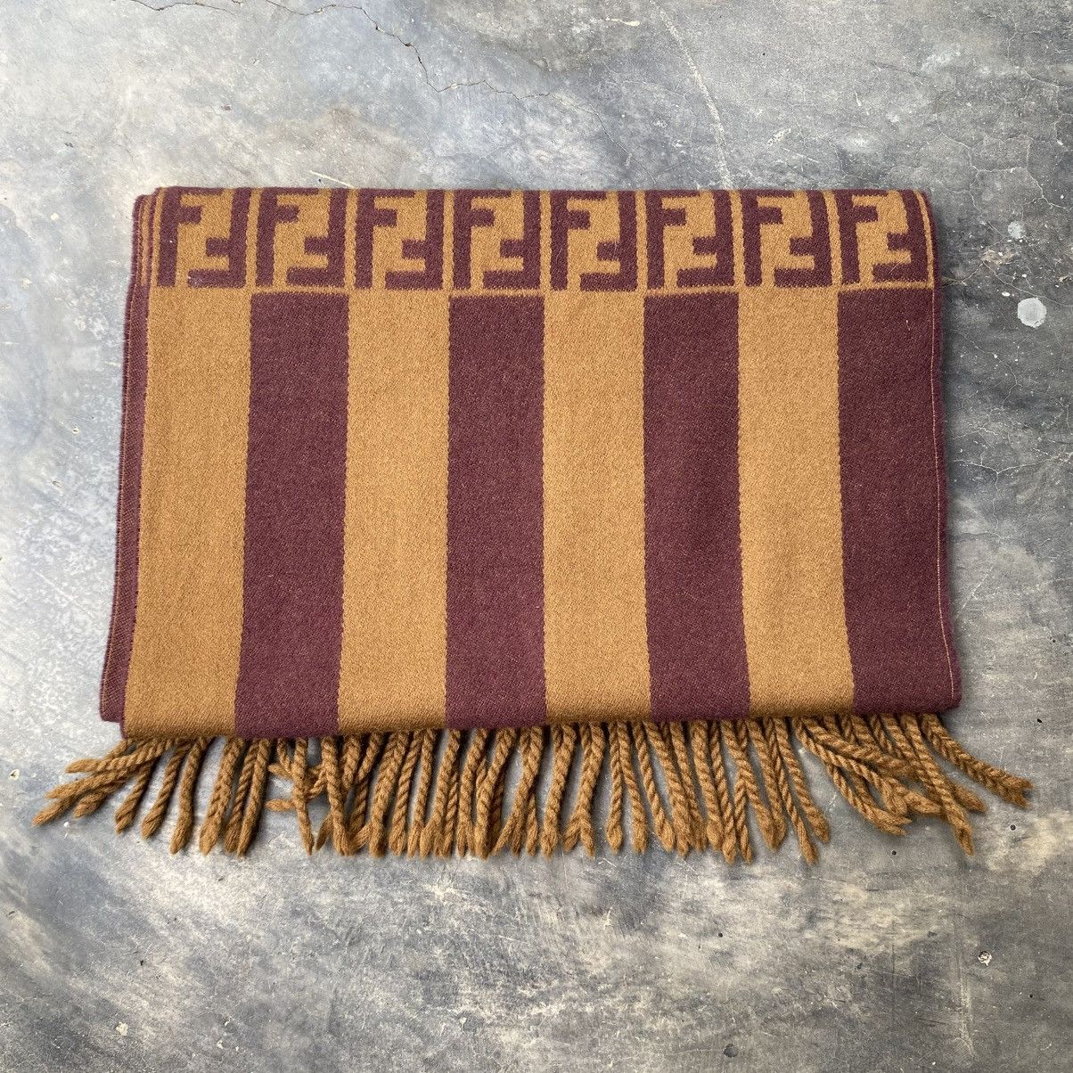 Fendi FENDI Monogram Scarf in Brown & Maroon Size ONE SIZE - 15 Thumbnail