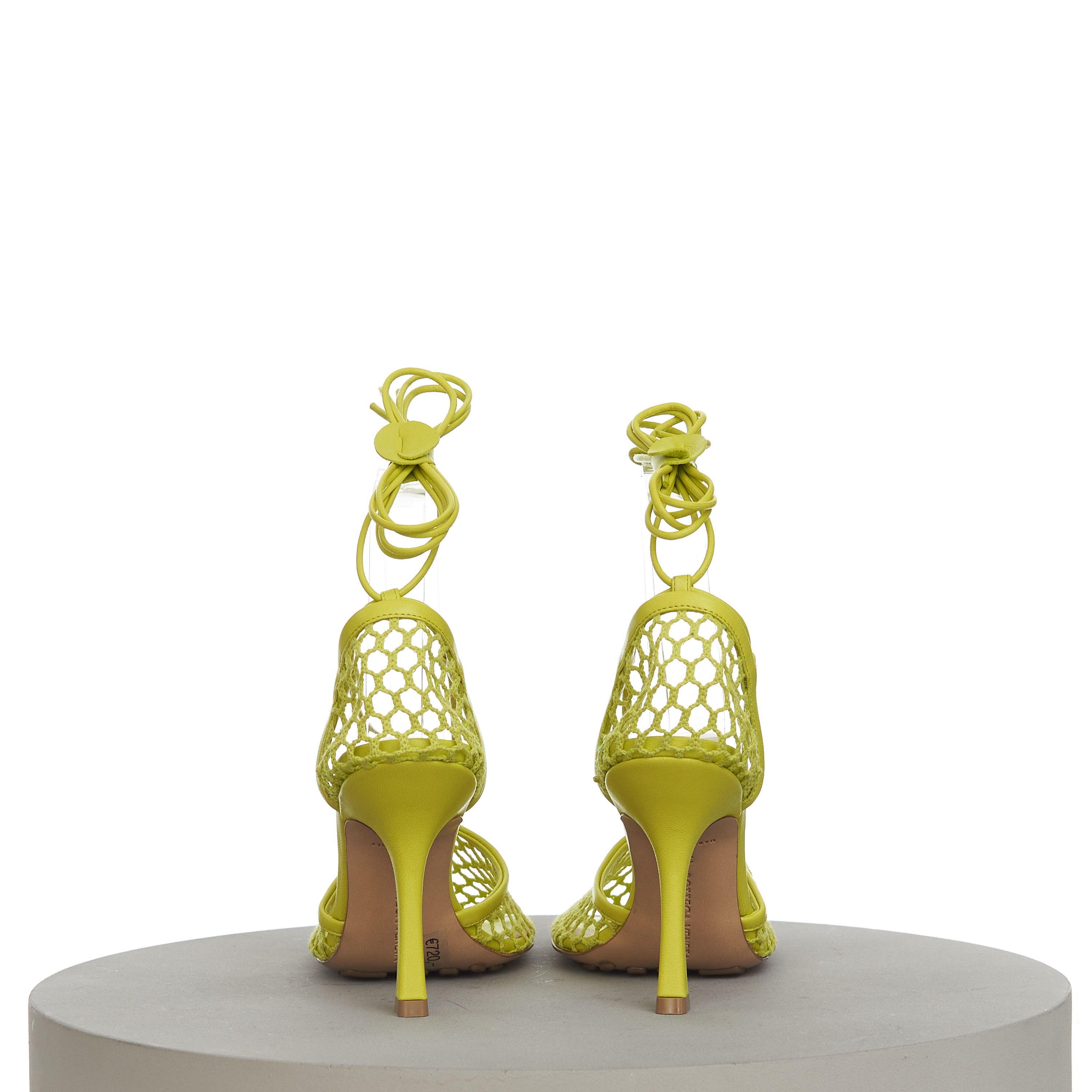 Bottega Veneta Stretch Sandals In Kiwi Green Mesh & Leather Size US 9 / IT 39 - 7 Thumbnail