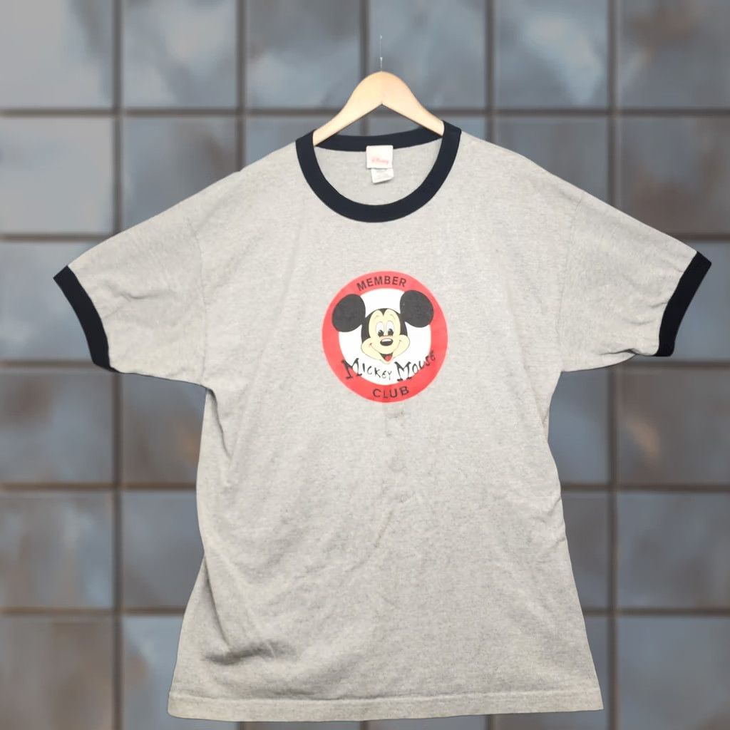 Disney VINTAGE Mickey Mouse Club Member Disney Store T-Shirt Women 2XL Gray Ringer Short Sleeve Crew Neck Spring Summer Mens/Womens Size XXL / US 16-18 / IT 52-54 - 1 Thumbnail
