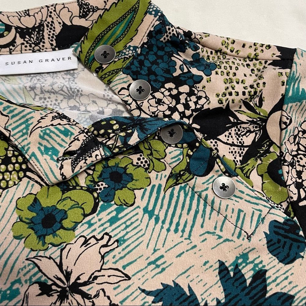 Other New Susan Graver Mallard Printed Liquid Knit Mock-Neck Top Size S / US 4 / IT 40 - 6 Thumbnail