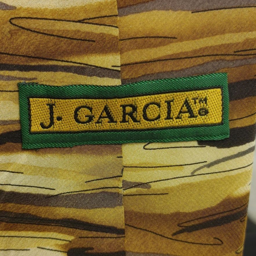 Other VTG J.Garcia Men's OS Yellow/Gold/Brown Abstract Silk Tie Size ONE SIZE - 2 Thumbnail