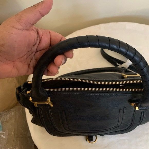 Chloe CHLOE Marcie Medium Black Textured Leader Shoulder Bag Size ONE SIZE - 2 Thumbnail