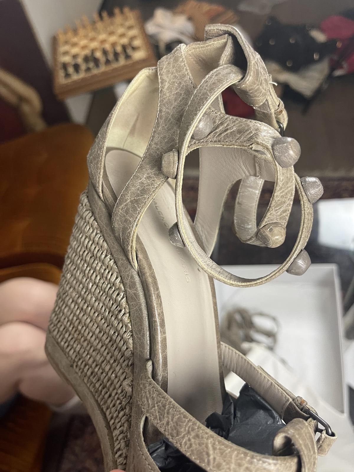 Balenciaga Balenciaga - 37 Beige Wedge Espadrille Sandals Size US 7.5 / IT 37.5 - 4 Thumbnail