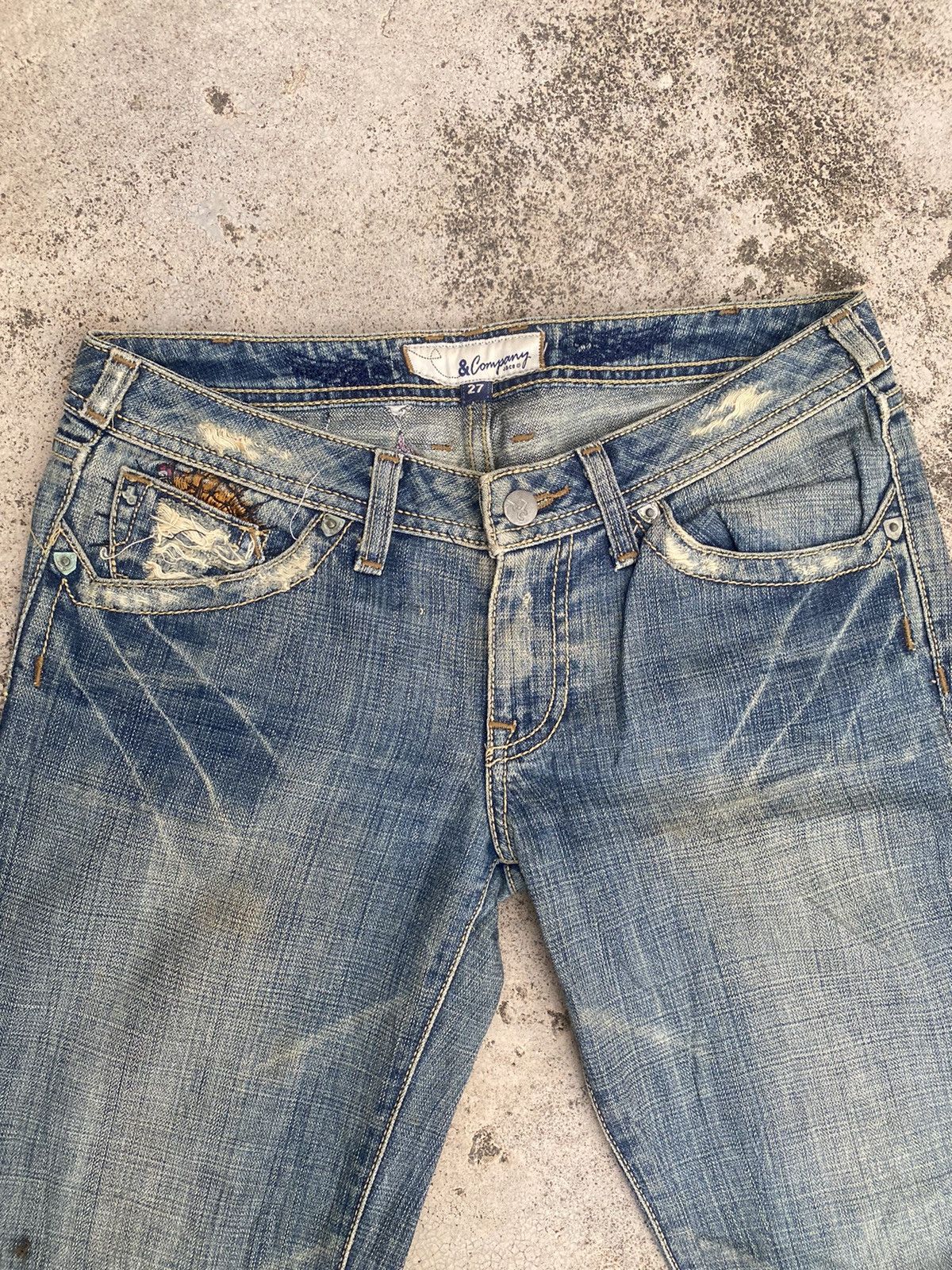 Japanese Brand Flare Jeans Jc Company Distressed Embroidered Skull Bootcut Size US 30 / EU 46 - 10 Thumbnail