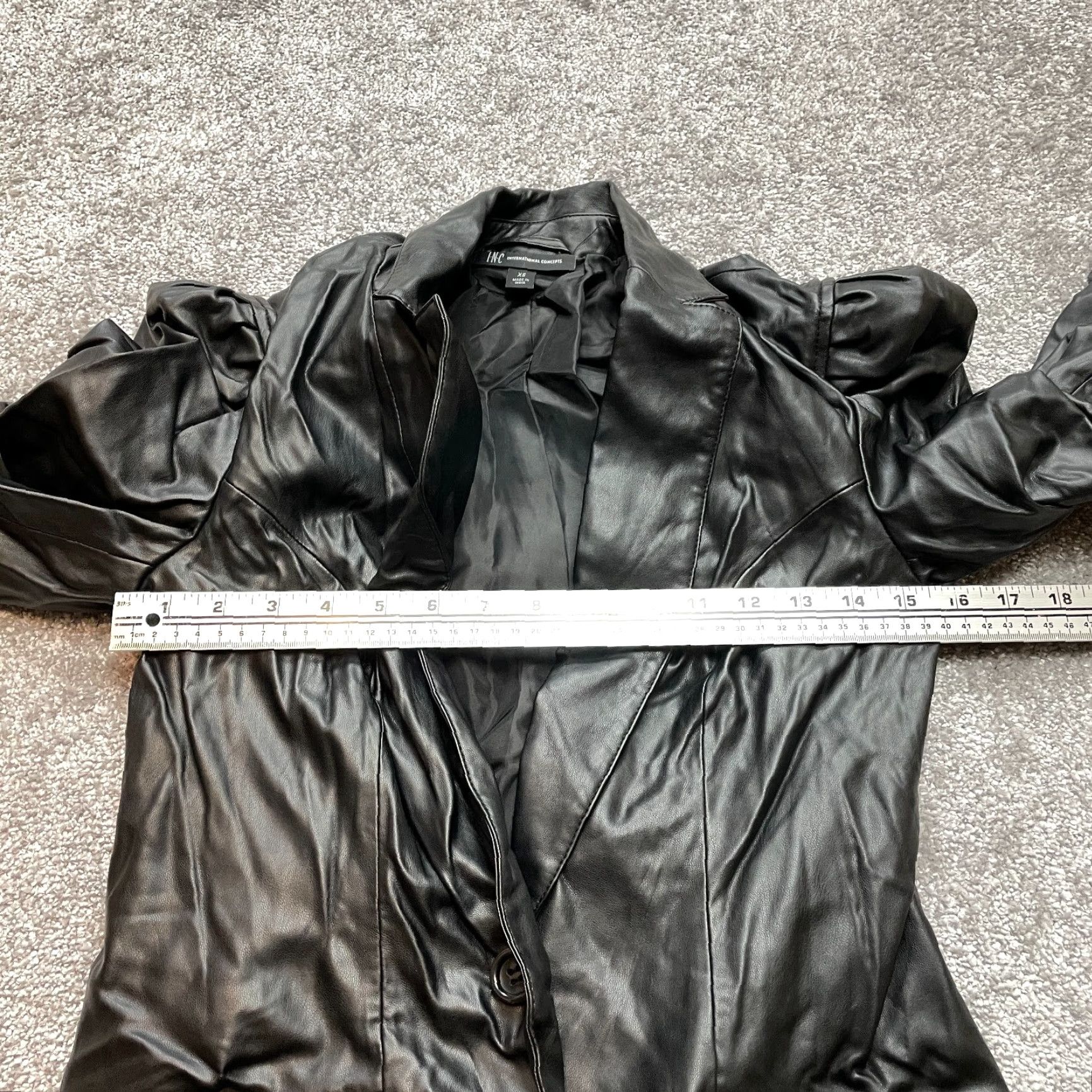 Vintage INC International Concepts Jacket Womens XS Black Faux Leather Hooded Power Shoulder Short Sleeve Zip Size XS / US 0-2 / IT 36-38 - 6 Thumbnail