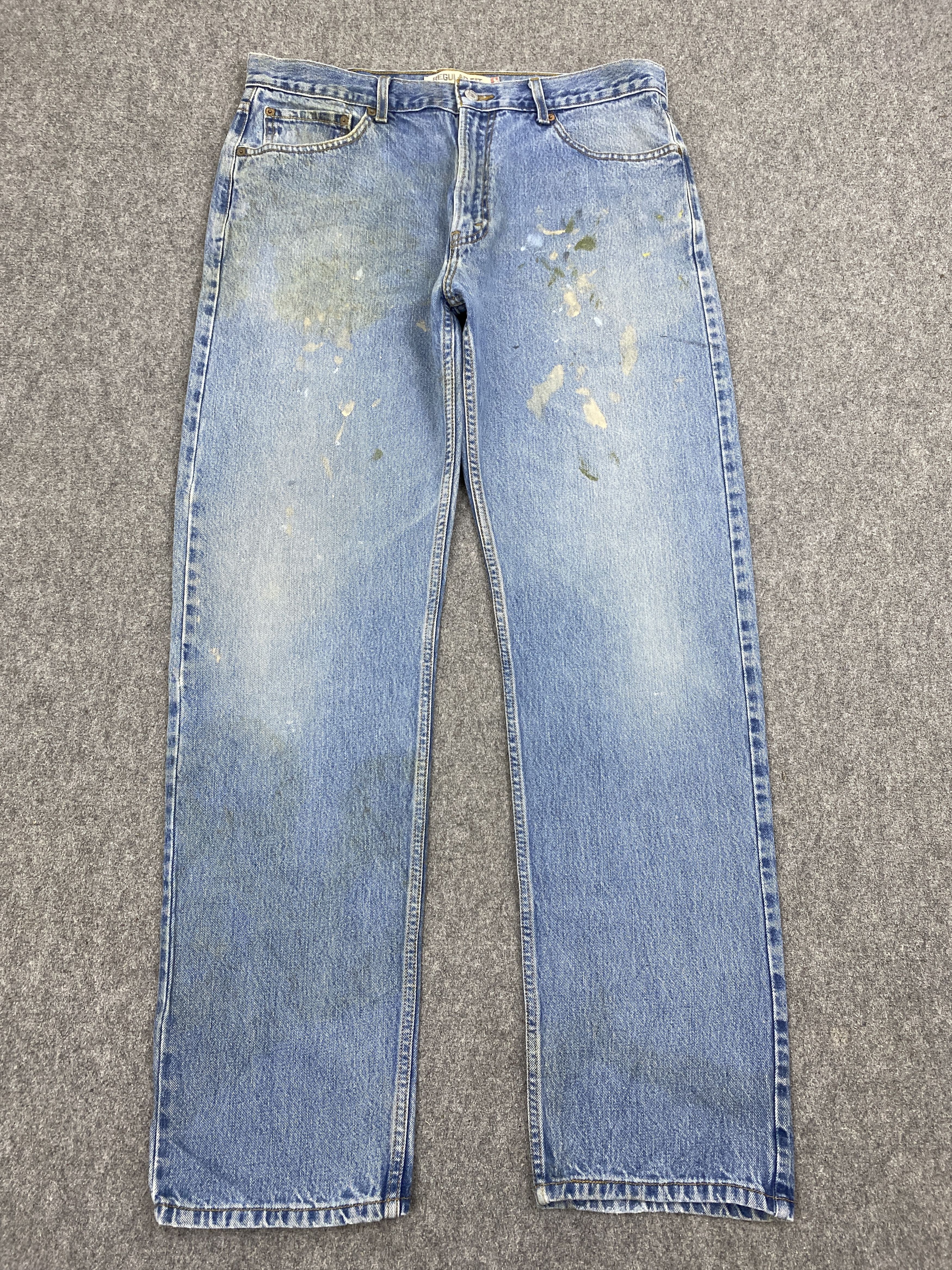 Vintage Levis 505 Splatter Paint Blue Denim Jeans
