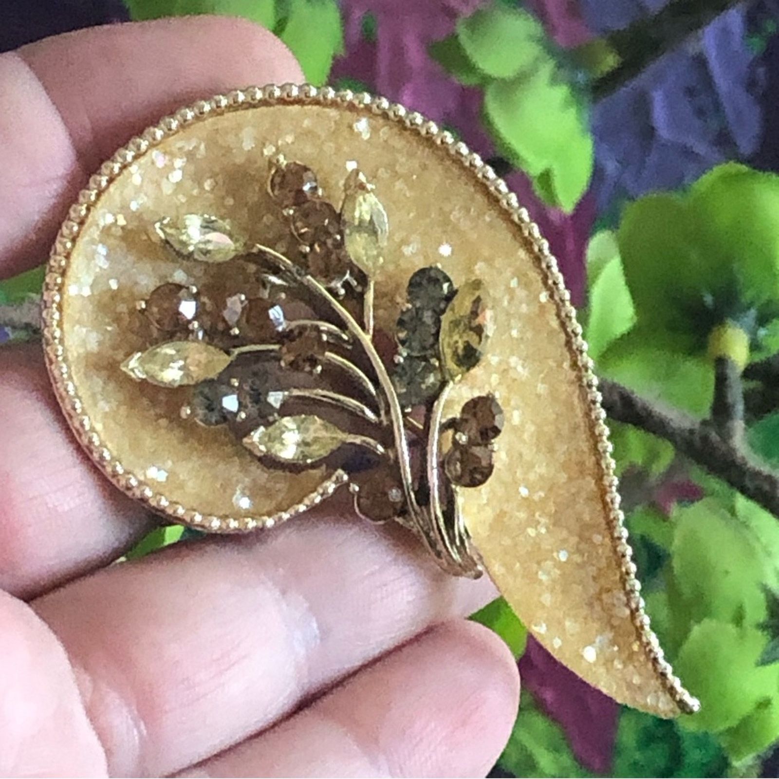 Vintage Vintage Coro glitter glass stone swirl brooch pin Size ONE SIZE - 5 Thumbnail