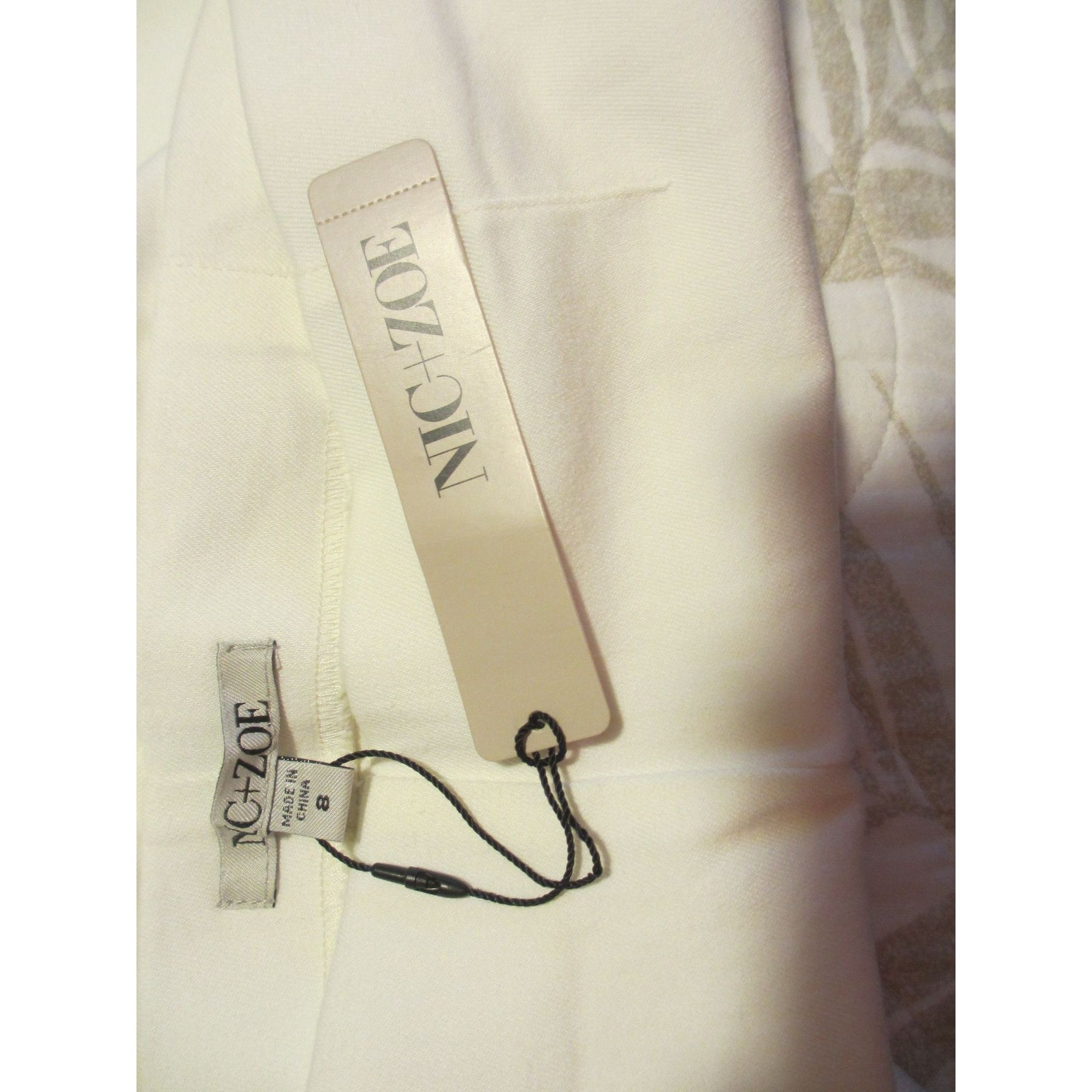 NIC+ZOE Nic+Zoe Womens Size 8 Cream Pants Slim Fit Stretchy NWT Size 30" / US 8 / IT 44 - 3 Thumbnail