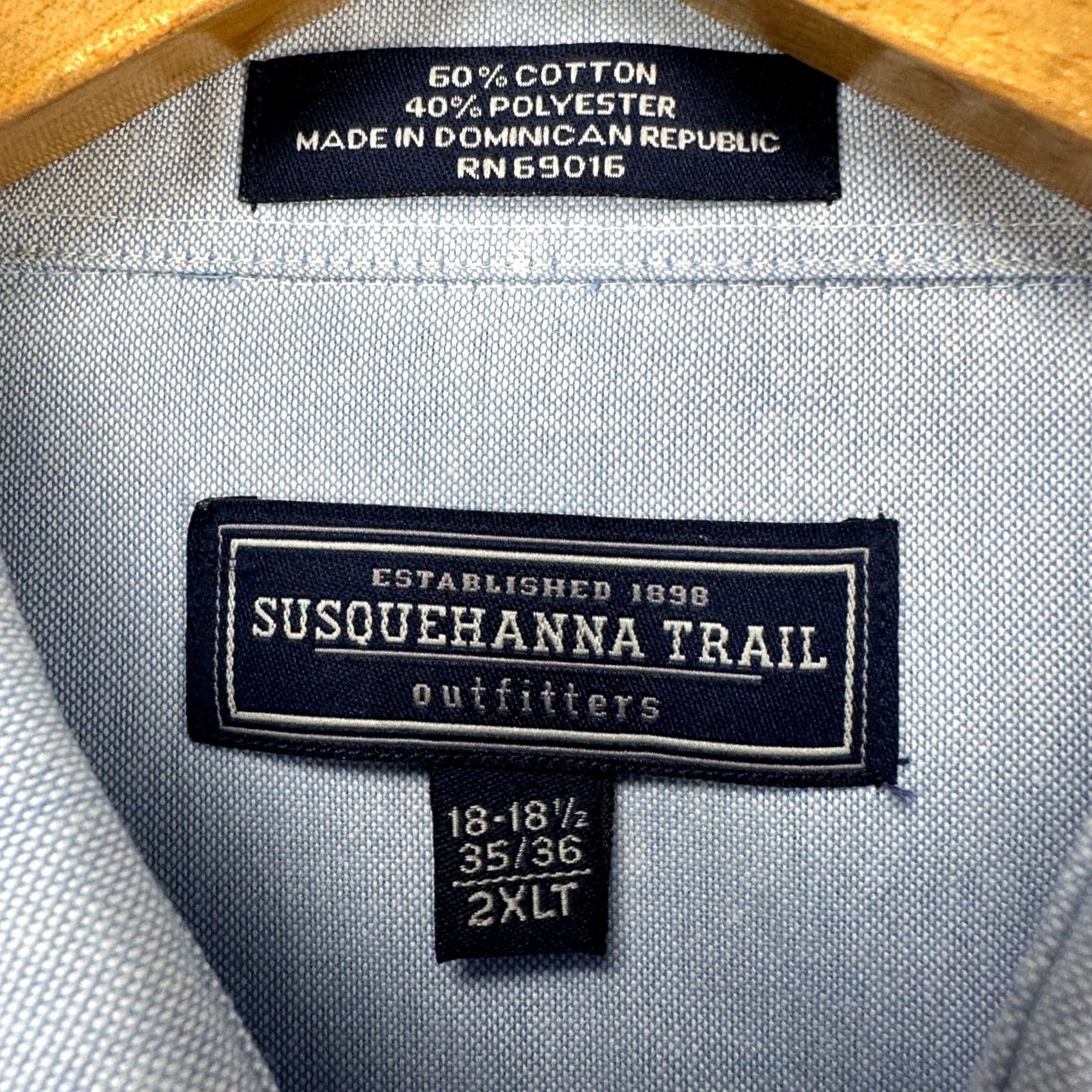 Vintage VINTAGE? Susquehanna Trail Men Bon-Ton Dress Shirt 18-18.5 35-36 2XL Blue Button-Down NEW Size 48R - 5 Thumbnail