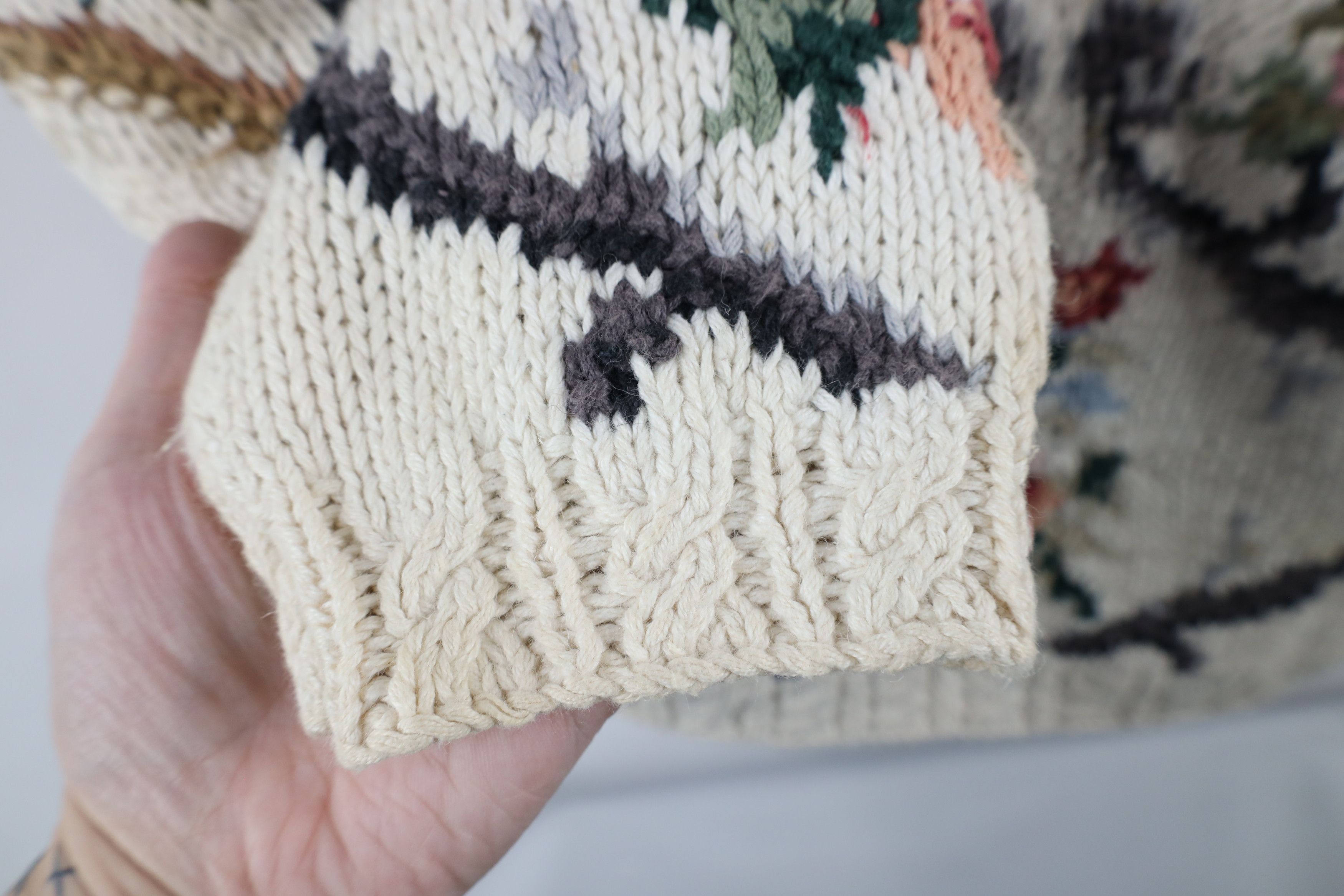 Vintage Vintage 90s Country Primitive Knit Flower Floral Sweater Size M / US 6-8 / IT 42-44 - 5 Thumbnail