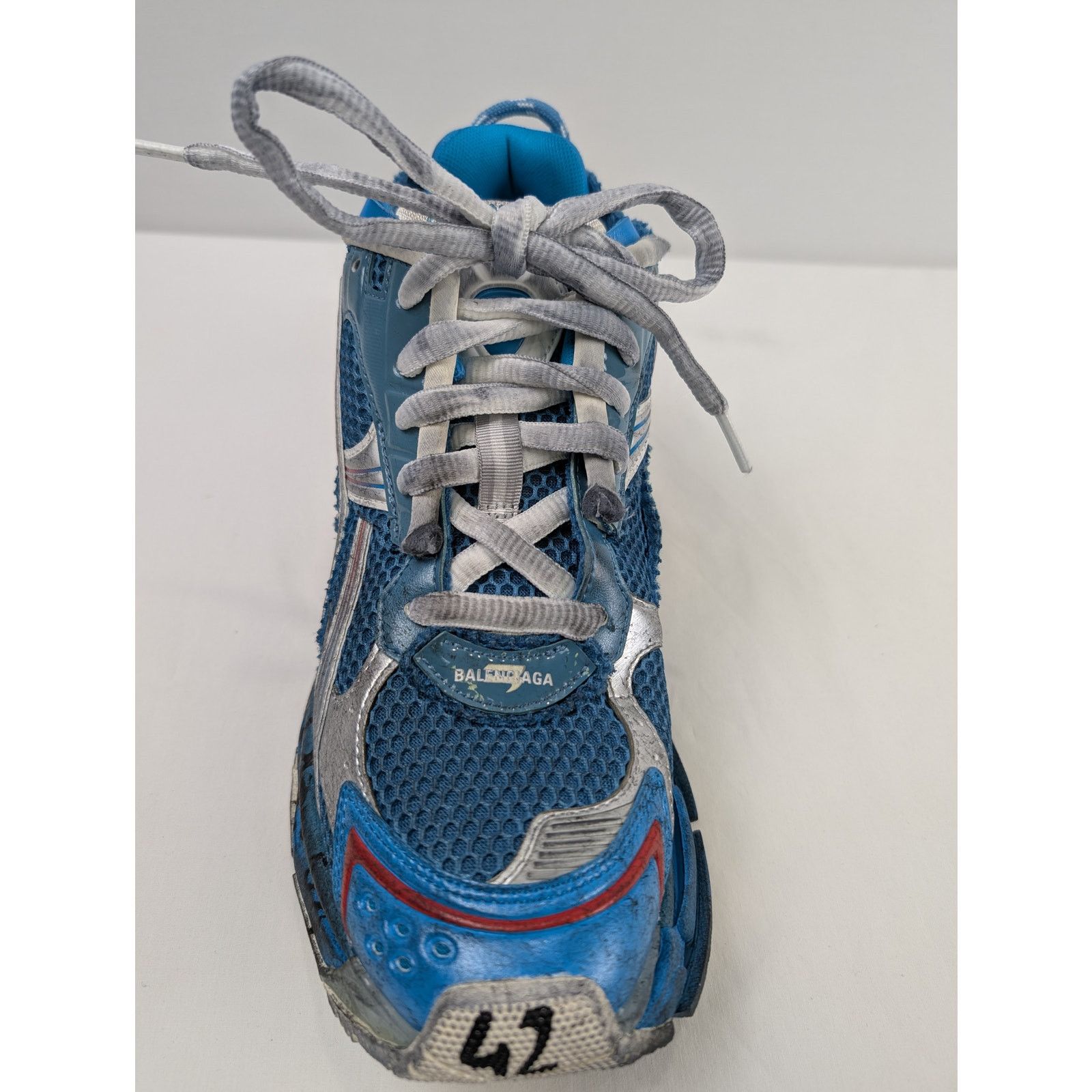 Balenciaga o1rshd1 Runner Sneakers in Blue/Silver/White/Red Size US 9 / EU 42 - 12 Thumbnail