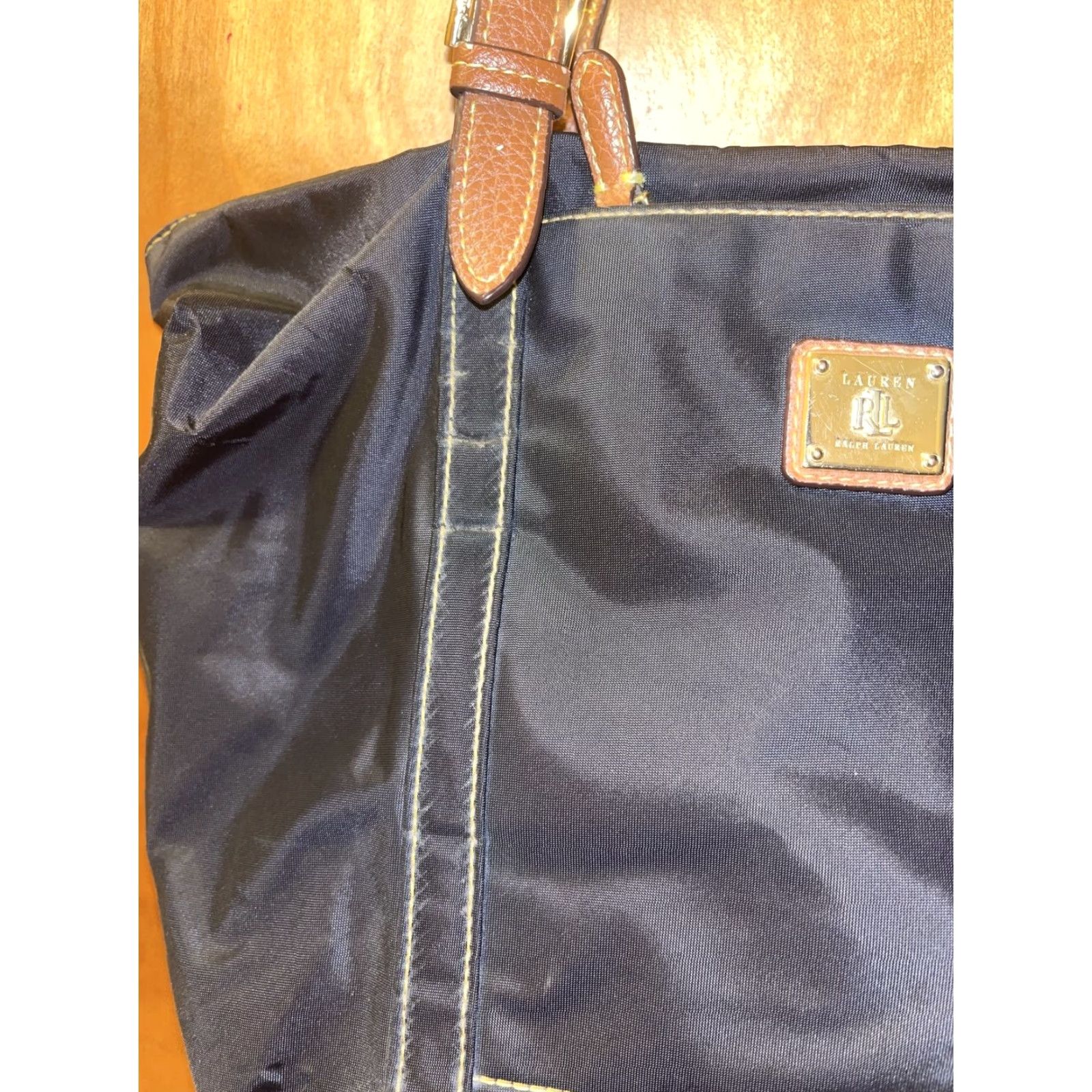 Ralph Lauren VINTAGE Ralph Lauren Tote Bag Women Medium Black Nylon Shoulder Strap 90s Fashion Size ONE SIZE - 2 Thumbnail