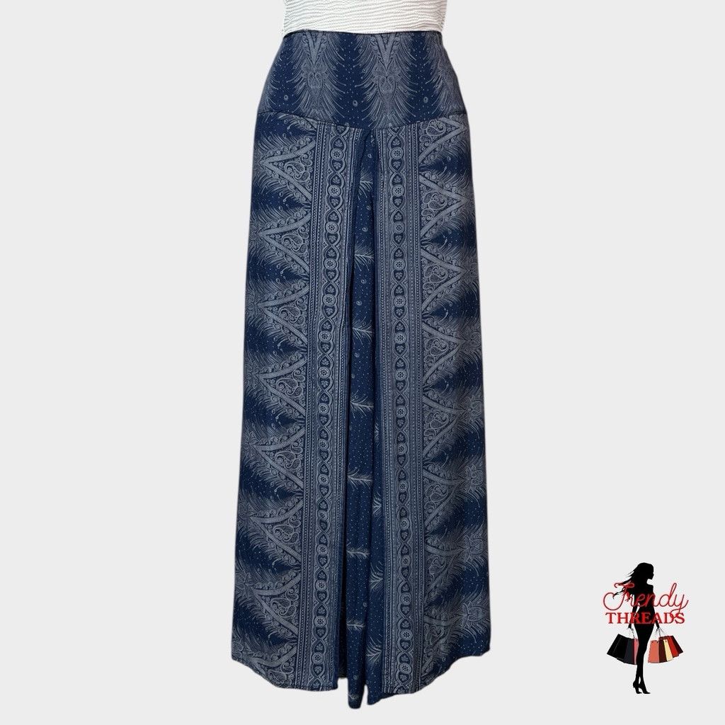 Other Boho Hippie Side Slit Pants SMALL Blue Wide Leg Ankle High R Size 27" / US 4 / IT 40 - 1 Thumbnail