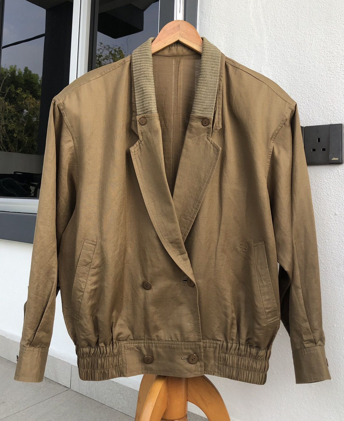 Balenciaga Vintage 90s Balenciaga Sport Linen Double Breasted Jacket Size US M / EU 48-50 / 2 - 4 Thumbnail