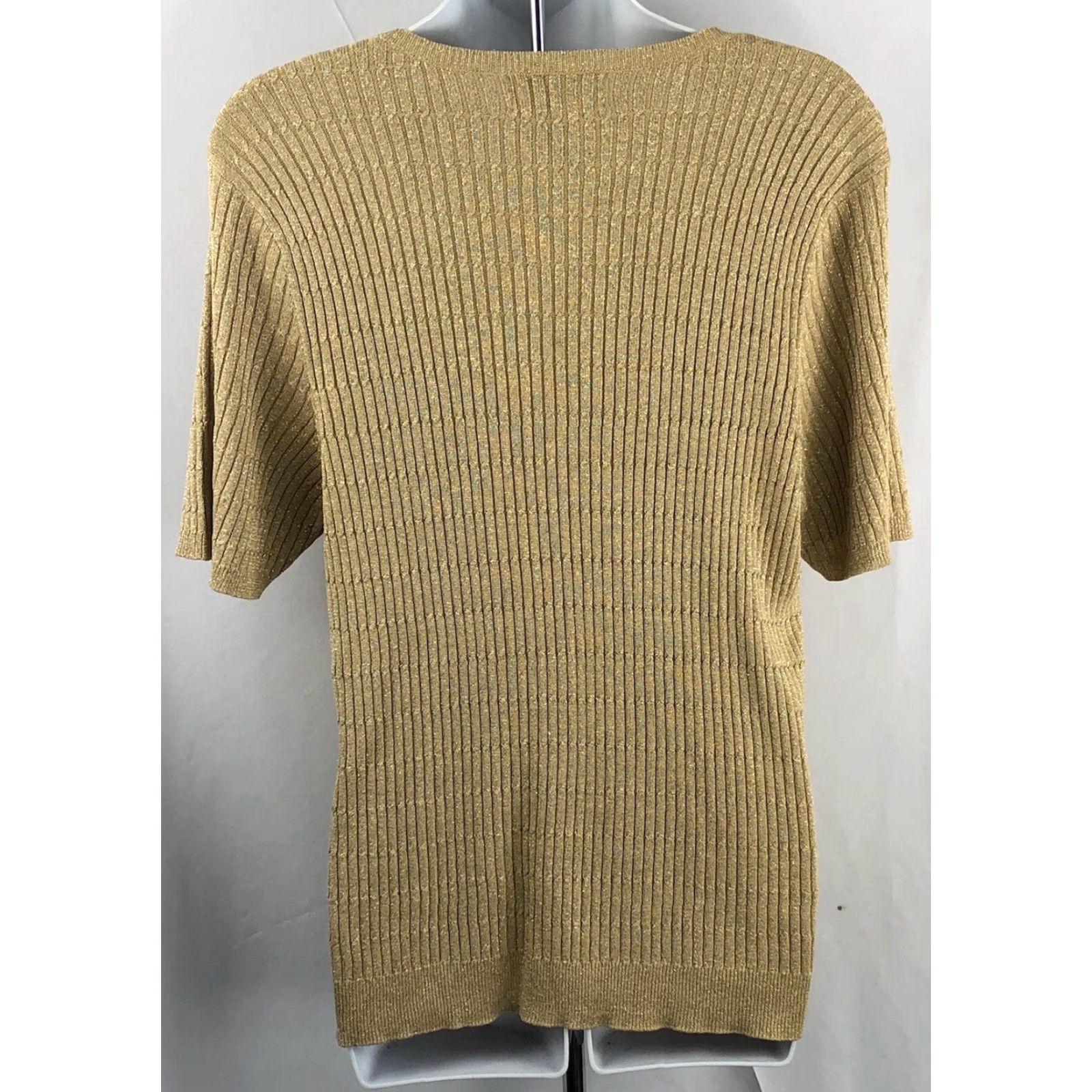 Vintage VINTAGE Alfred Dunner Silk Ribbed Knit Sweater L Gold Glitter Y2K Pixi Size L / US 10 / IT 46 - 3 Thumbnail
