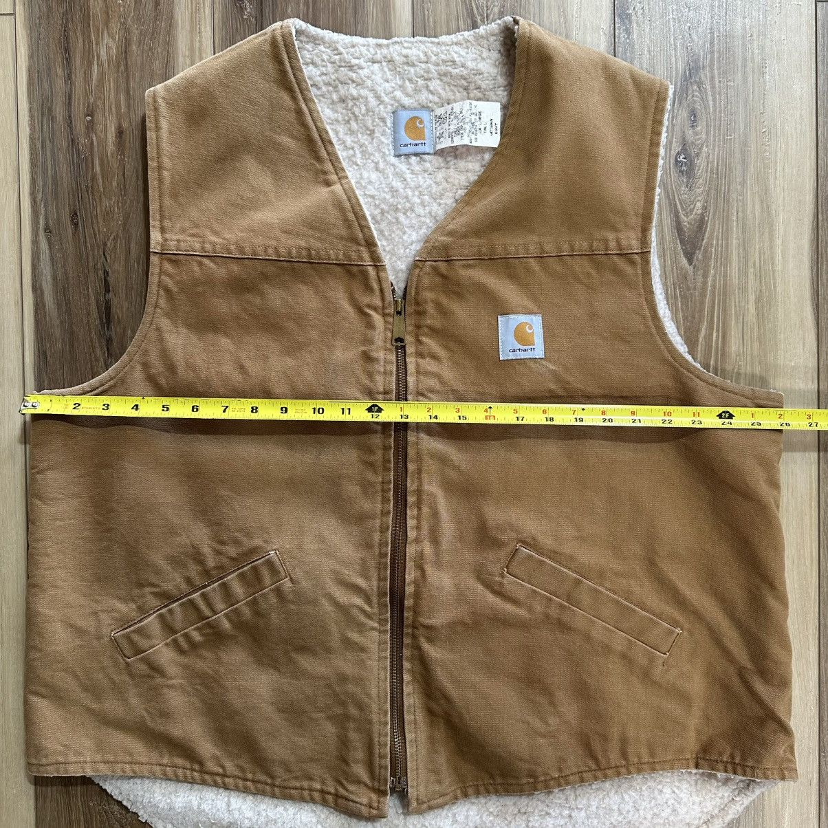 Carhartt Vintage 90s Made in USA Carhartt V03BRN Sherpa Vest 2XL Tall Size US XXL / EU 58 / 5 - 6 Thumbnail