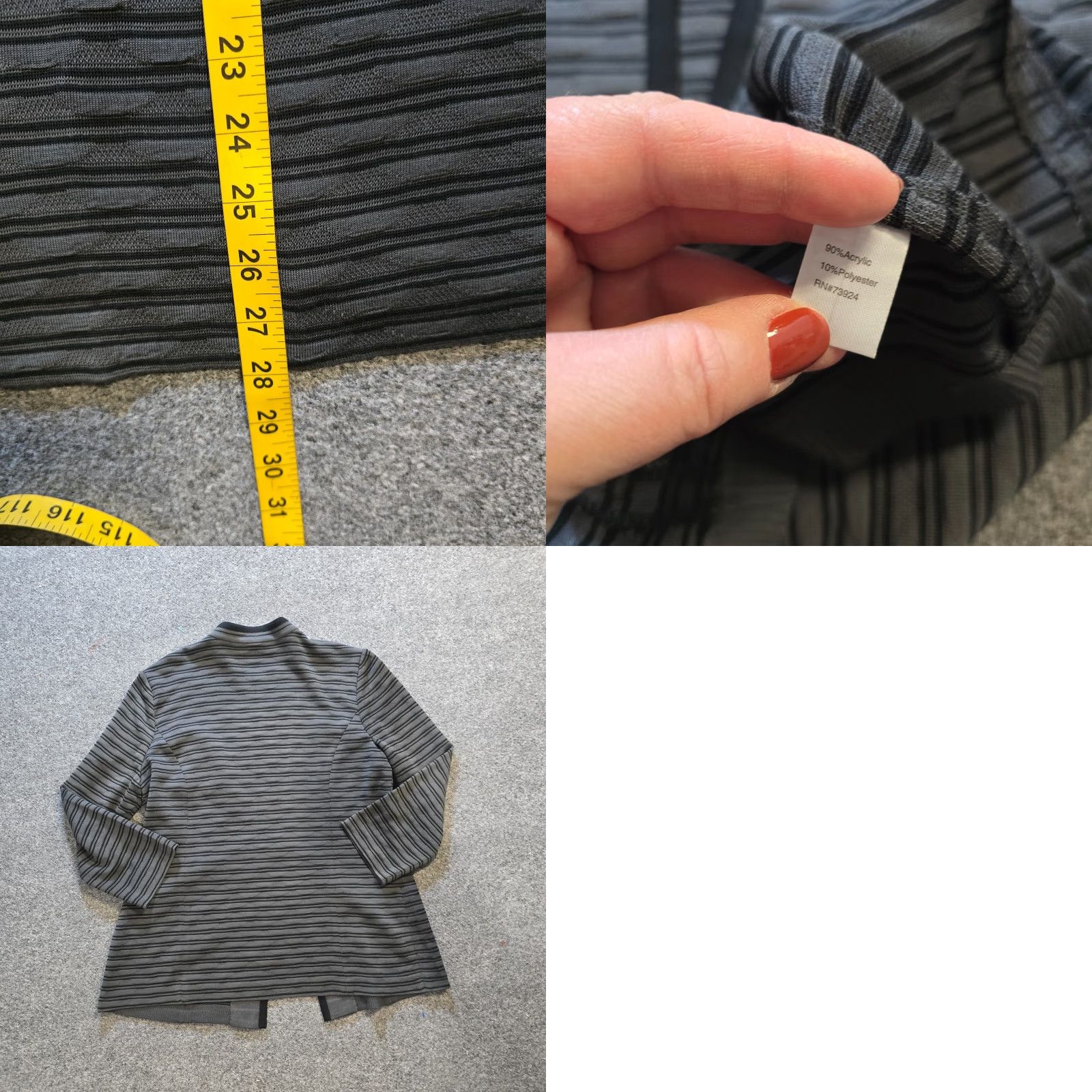 Vintage Ming Wang Jacket Womens Medium Gray Black Stripe Stretch No Iron Career Jacket Size M / US 6-8 / IT 42-44 - 8 Thumbnail
