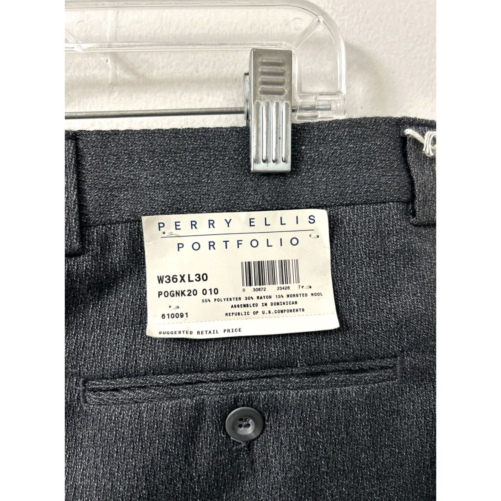 Perry Ellis Perry Ellis Portfolio Dress Pants Mens 36x30 Gray Wool Blend Pleated Cuffed NWT Shirt Pants? Size US 36 / EU 52 - 5 Thumbnail