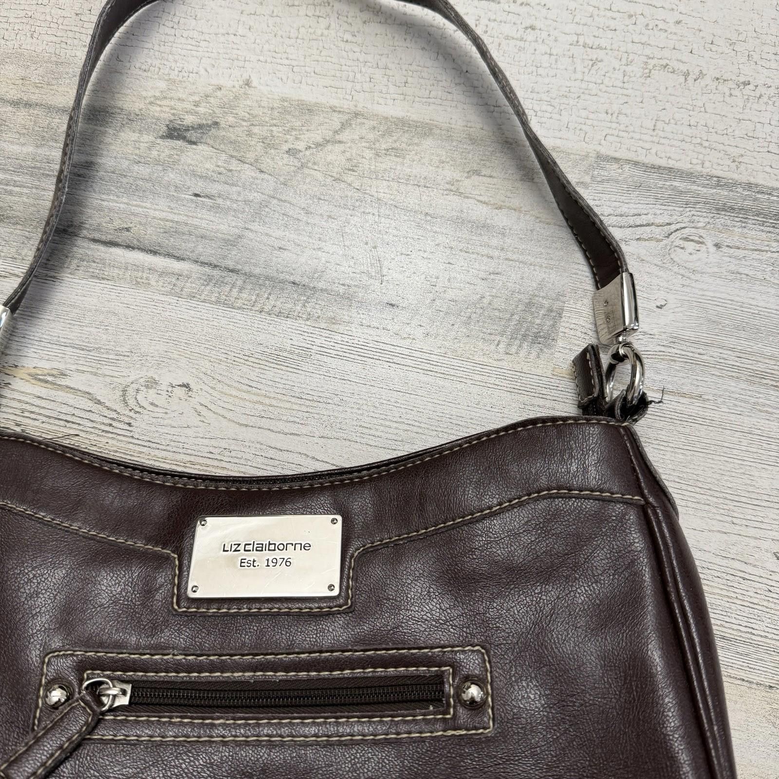 Designer Liz Claiborne Brown Leather Hobo Bag Vintage Boho Style Size ONE SIZE - 3 Thumbnail