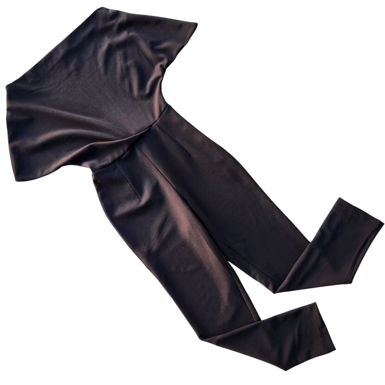The Unbranded Brand Alexia Admor Women Black Jersey One-Shoulder Jumpsuit XS Size 26" / US 2 / IT 38 - 4 Thumbnail