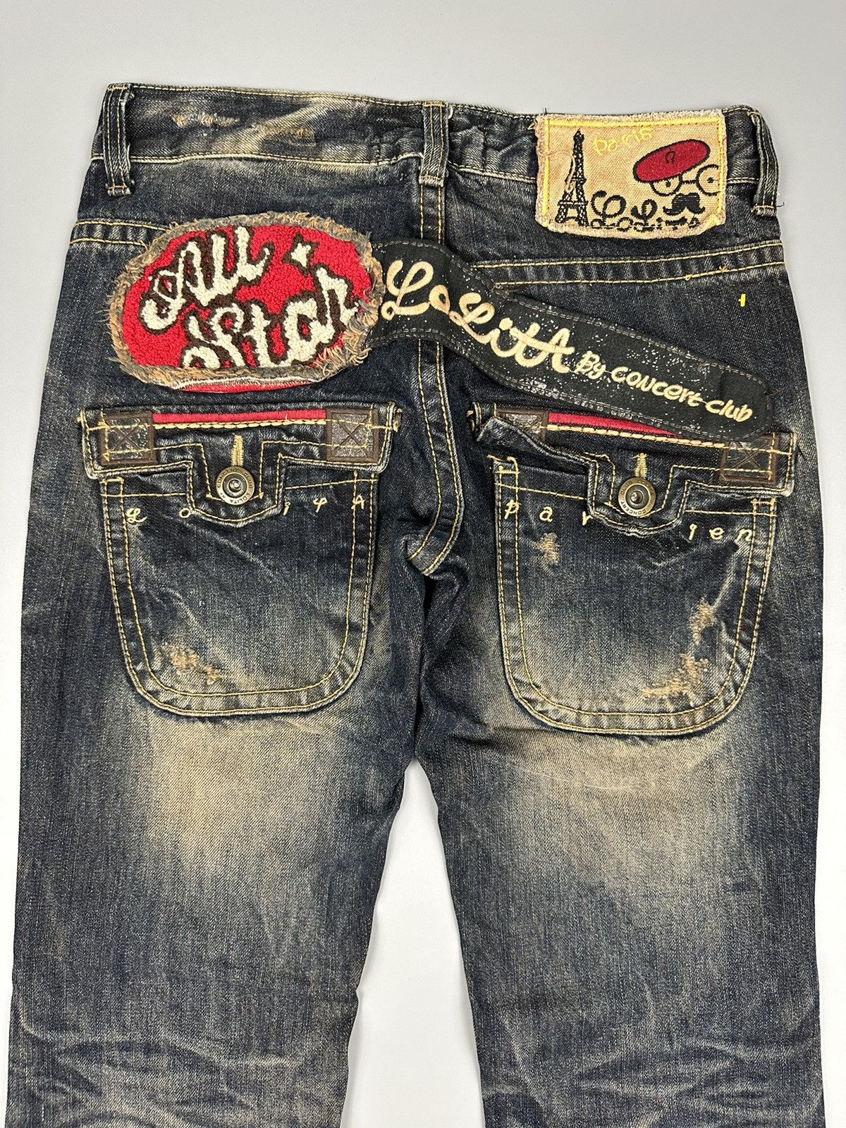 If Six Was Nine × Le Grande Bleu (L.G.B.) Lolita Parisien Embroidered Whiskered Denim Size US 29 - 6 Thumbnail