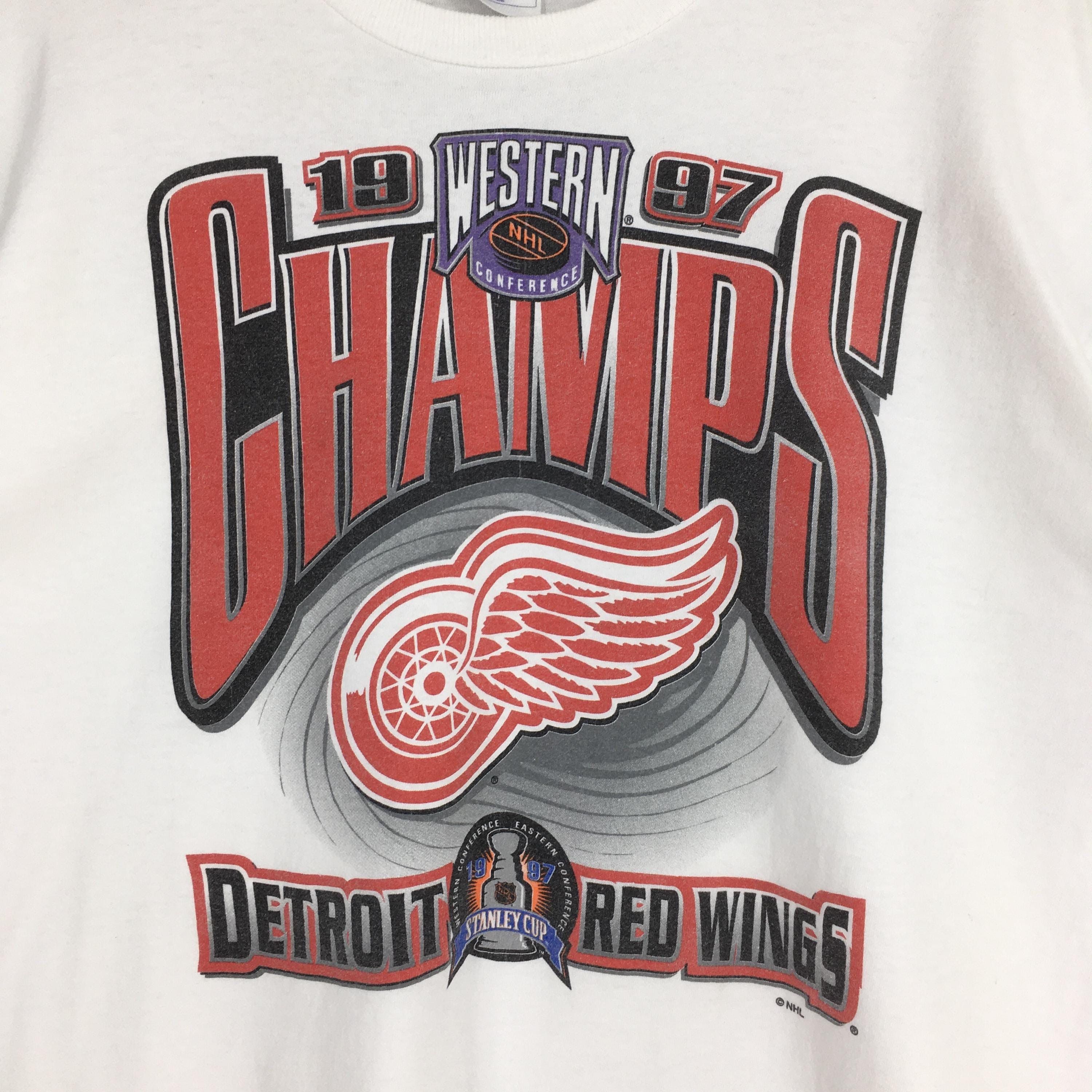 NHL Vintage 90s Detroit Red Wings NHL White Tshirt XXLarge Size US XXL / EU 58 / 5 - 2 Thumbnail