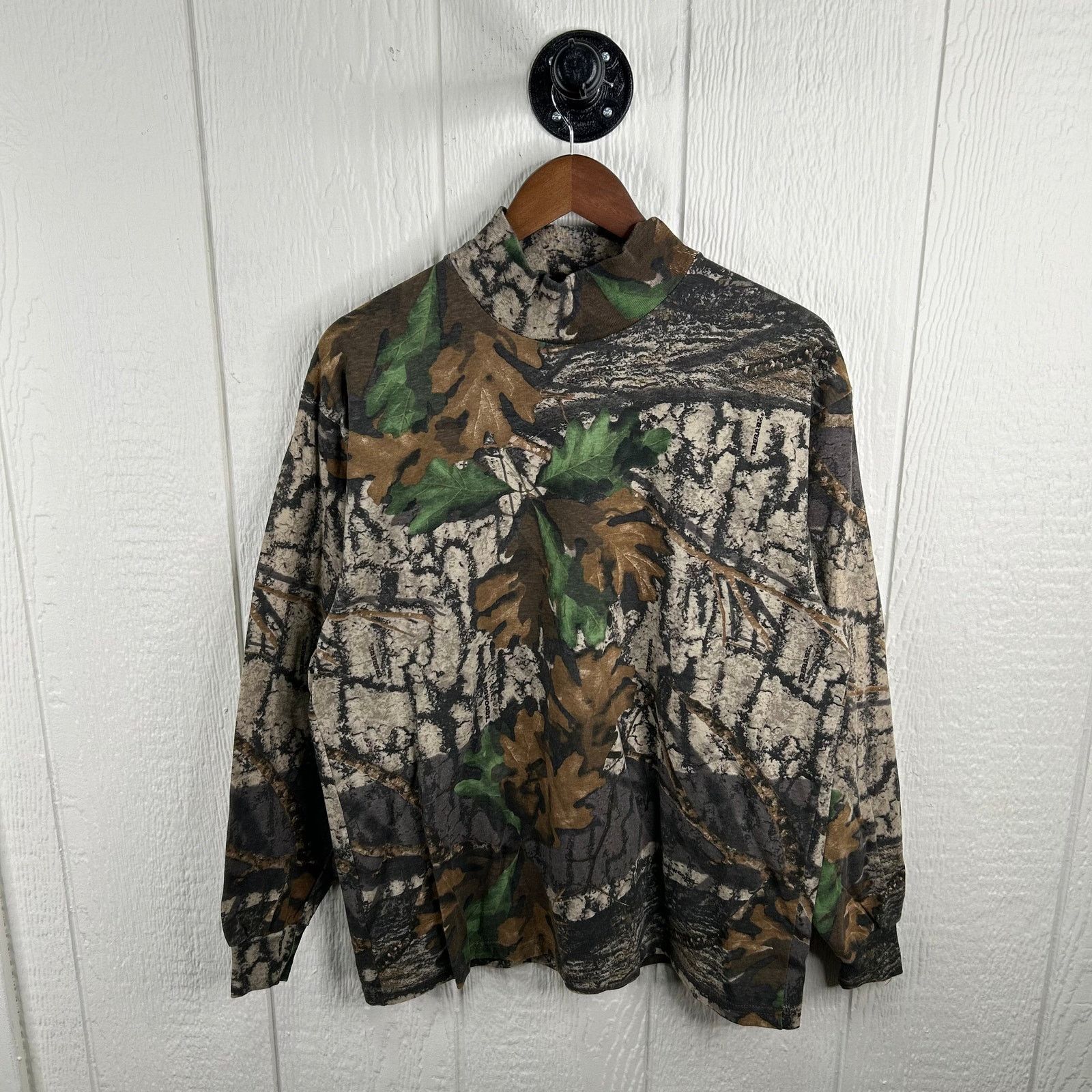 Jerzees Vintage Jerzees Forest Camo Mock Neck Long Sleeve Size Large Size US L / EU 52-54 / 3 - 1 Thumbnail
