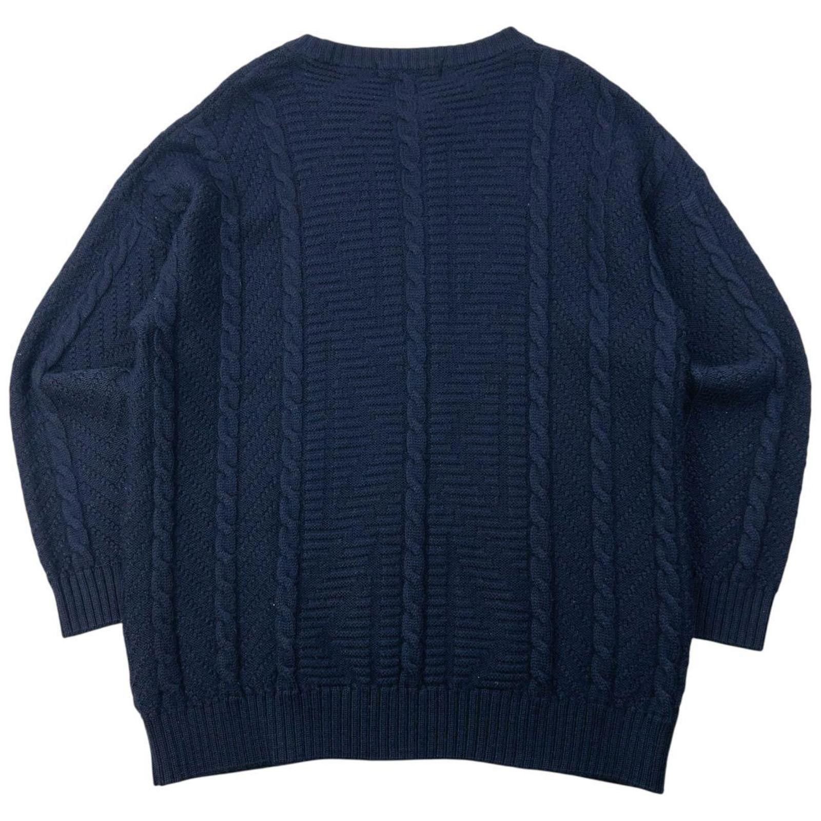 Burberry Vintage 90s Burberry Embroidered Wool Cable Knit Jumper XL Size US XL / EU 56 / 4 - 2 Thumbnail