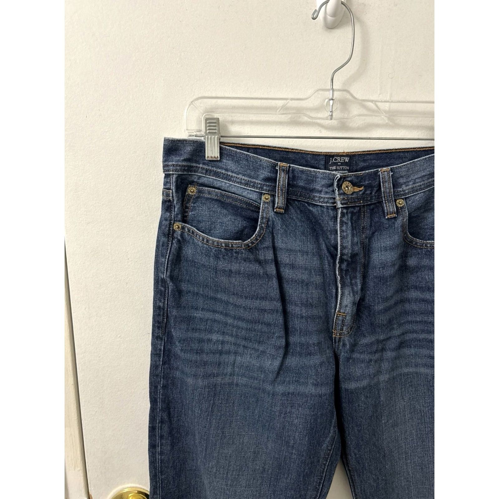 Denime J Crew The Sutton Jeans Mens 32x34 Dark Wash Denim Straight Leg 5-Pocket Cotton Blend Size US 32 / EU 48 - 4 Thumbnail