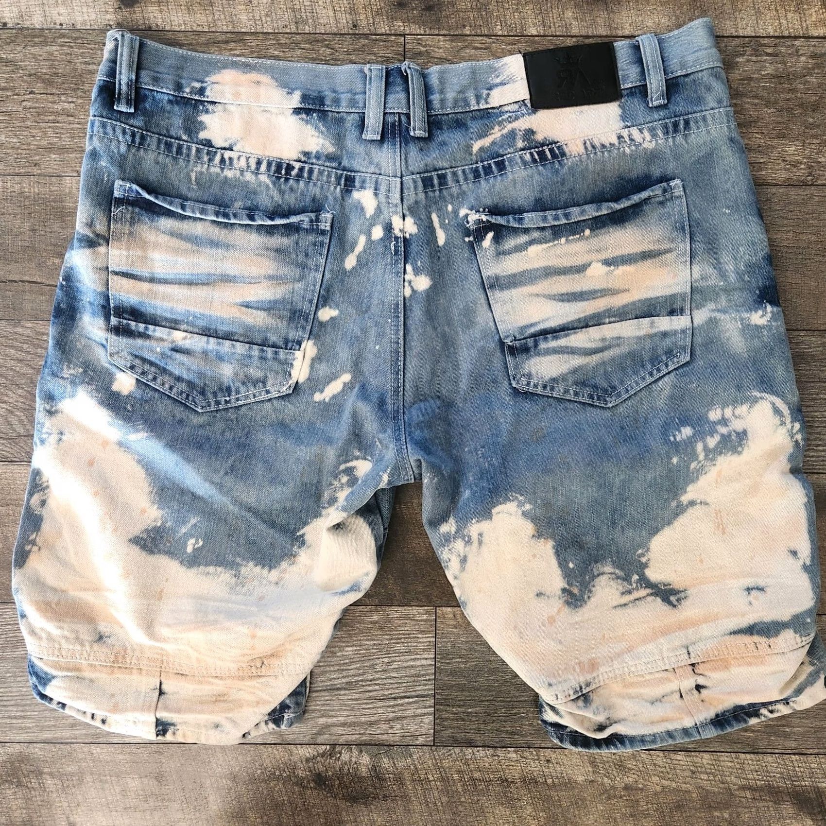 Denime VINTAGE Red Ape Denim Bermuda Shorts Jeans Bleached Blue Ripped Ribbed Hip-Hop 40 Mens Size US 40 / EU 56 - 6 Thumbnail