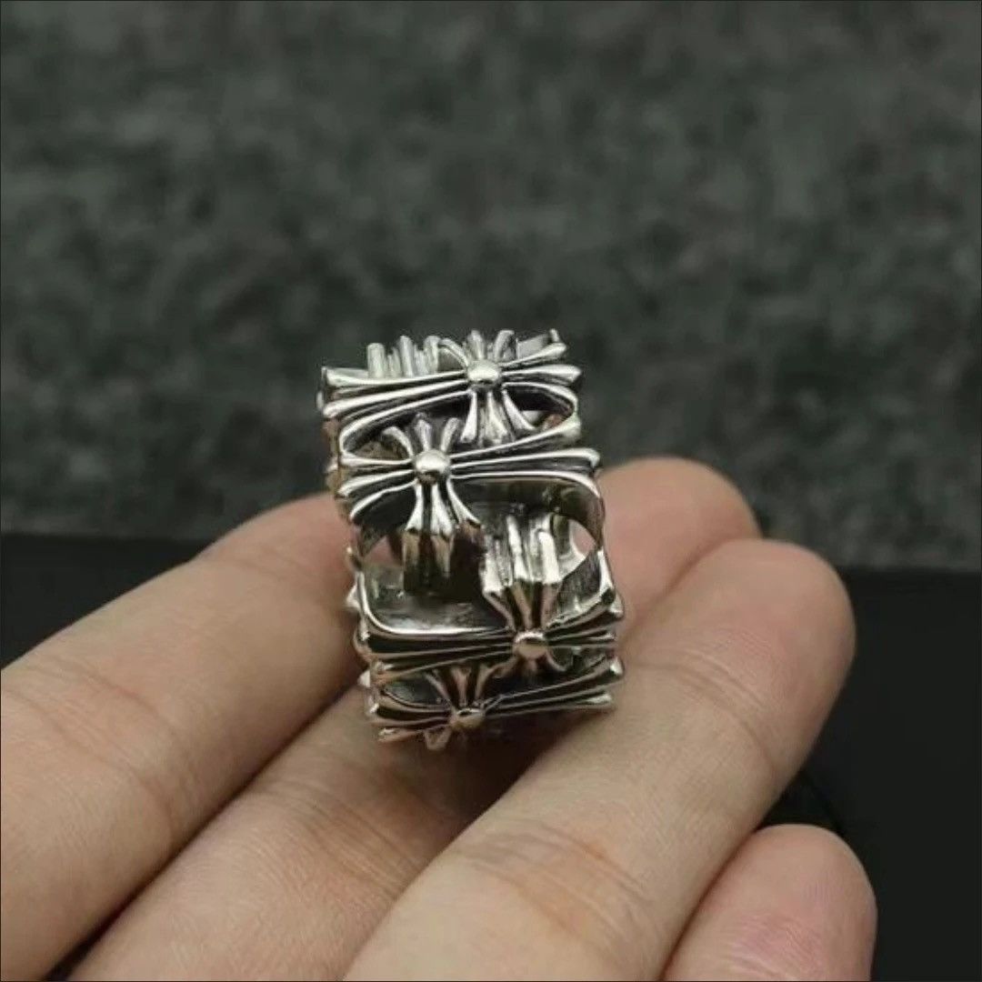 Other CH-Inspired Thick Cross Ring – Vintage Punk Round Band Size ONE SIZE - 2 Thumbnail