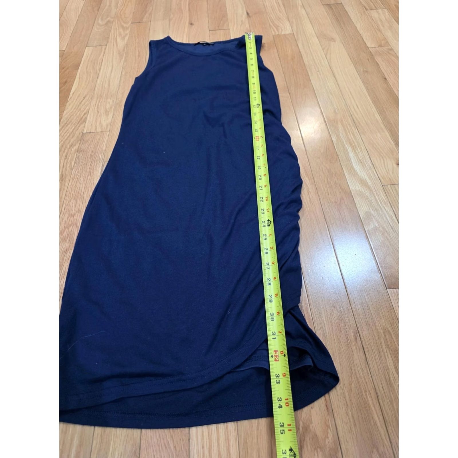 Vintage Btfbm Sheath Dress Womens Size S Blue Solid Sleeveless Round Neck Ruched Stretch Dress Knee Length Casual Outdoor Seasonal Womens Size S / US 4 / IT 40 - 4 Thumbnail