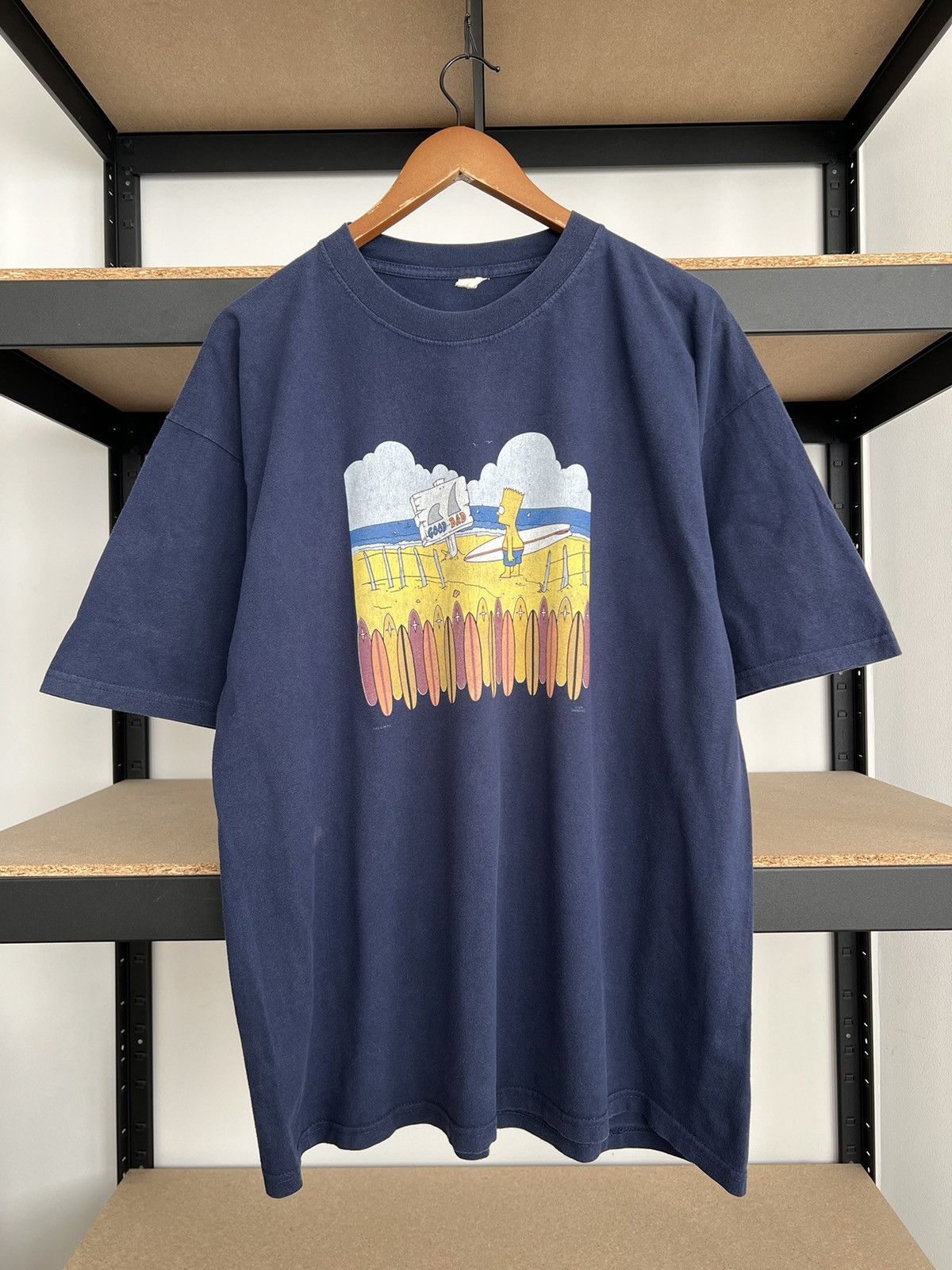 The Simpsons Vintage 1998 The Simpsons Bart Surf Surfing Cartoon T-shirt Size US XL / EU 56 / 4 - 1 Thumbnail