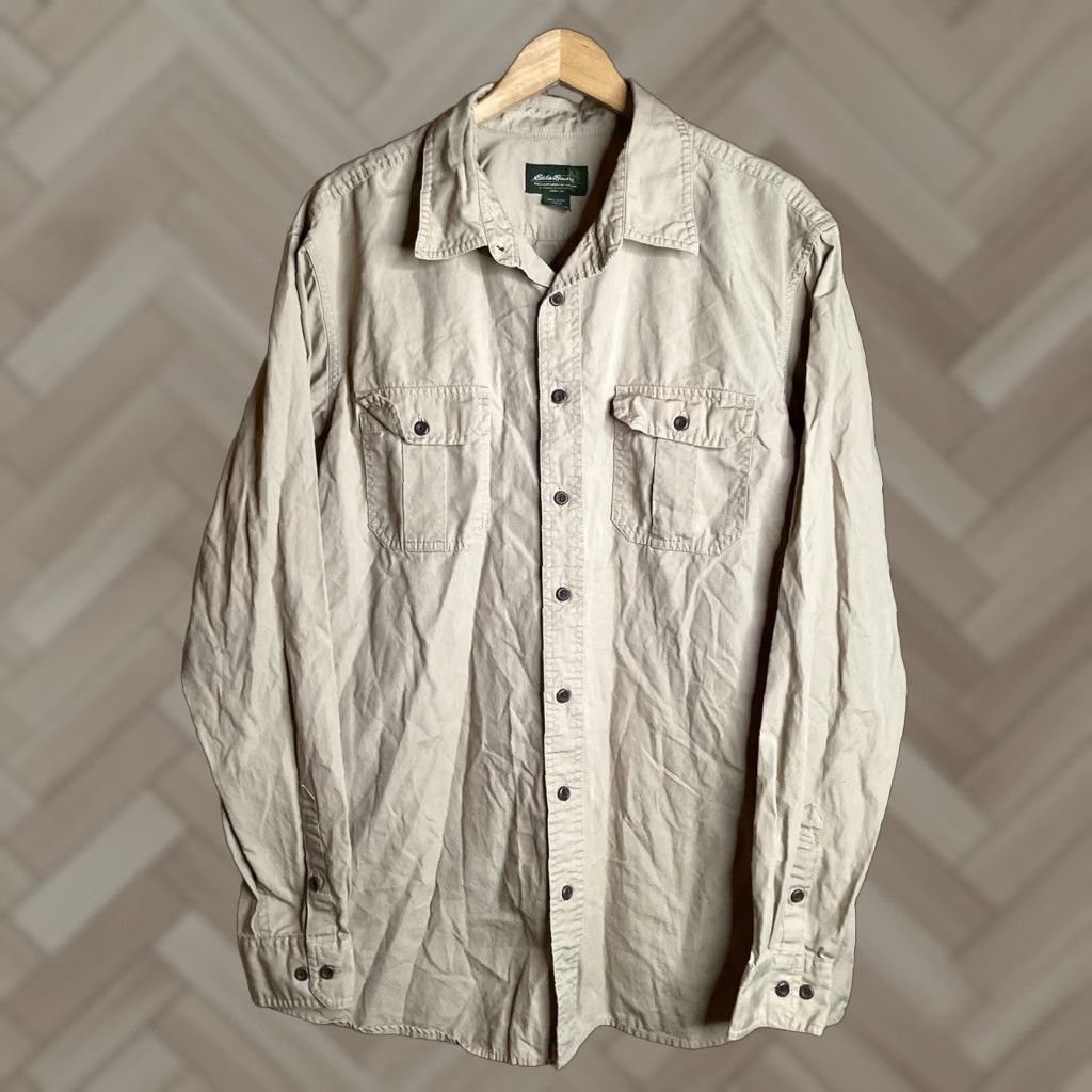 Eddie Bauer VINTAGE Eddie Bauer Men’s XL Tall Cotton Button-Up Tan Long Sleeve Size US XL / EU 56 / 4 - 1 Thumbnail