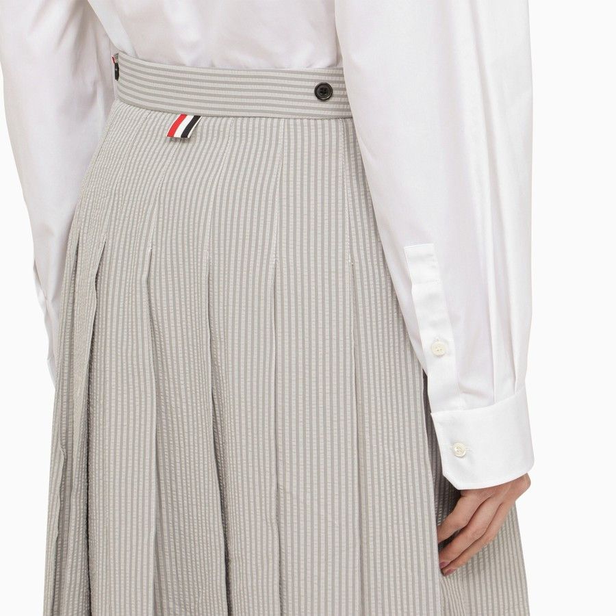 Thom Browne o1d2blof1024 Cotton Pleated Midi Skirt in Grey Size 28" / US 6 / IT 42 - 5 Thumbnail