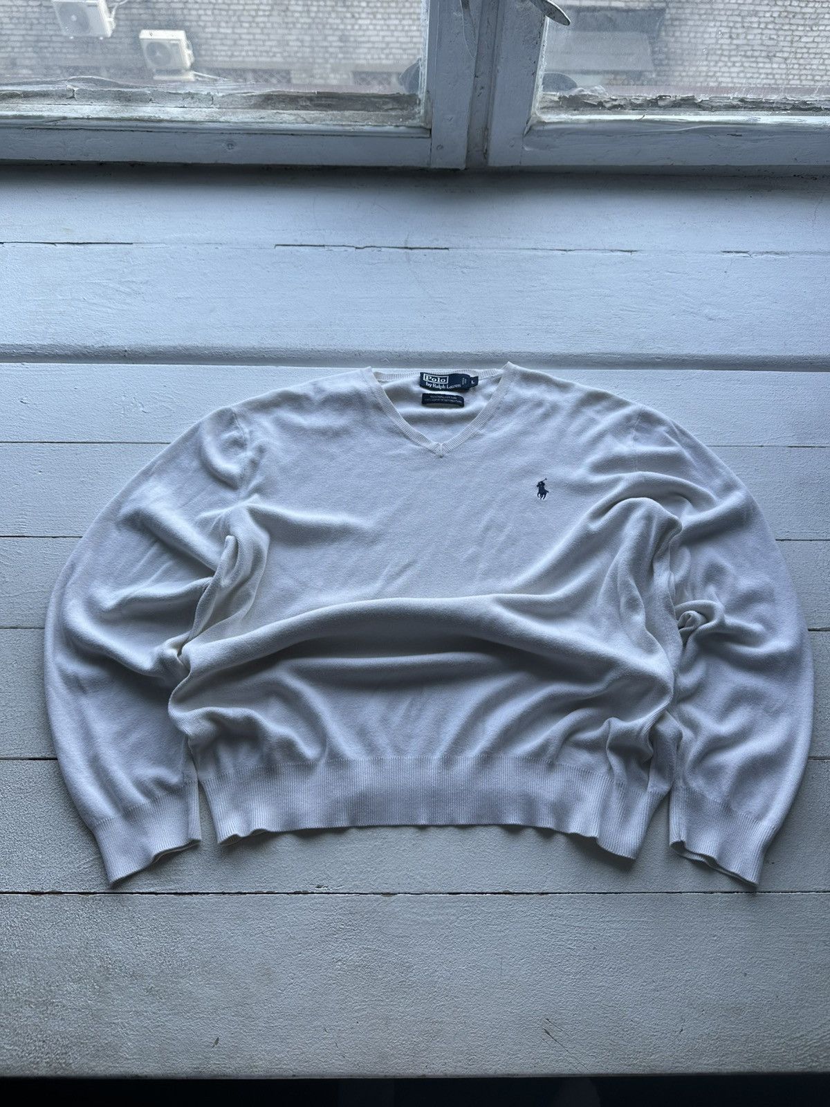 🚨RALPH LAUREN POLO SWEATER BLUE LOGO CREAM BEIGE LUXURY