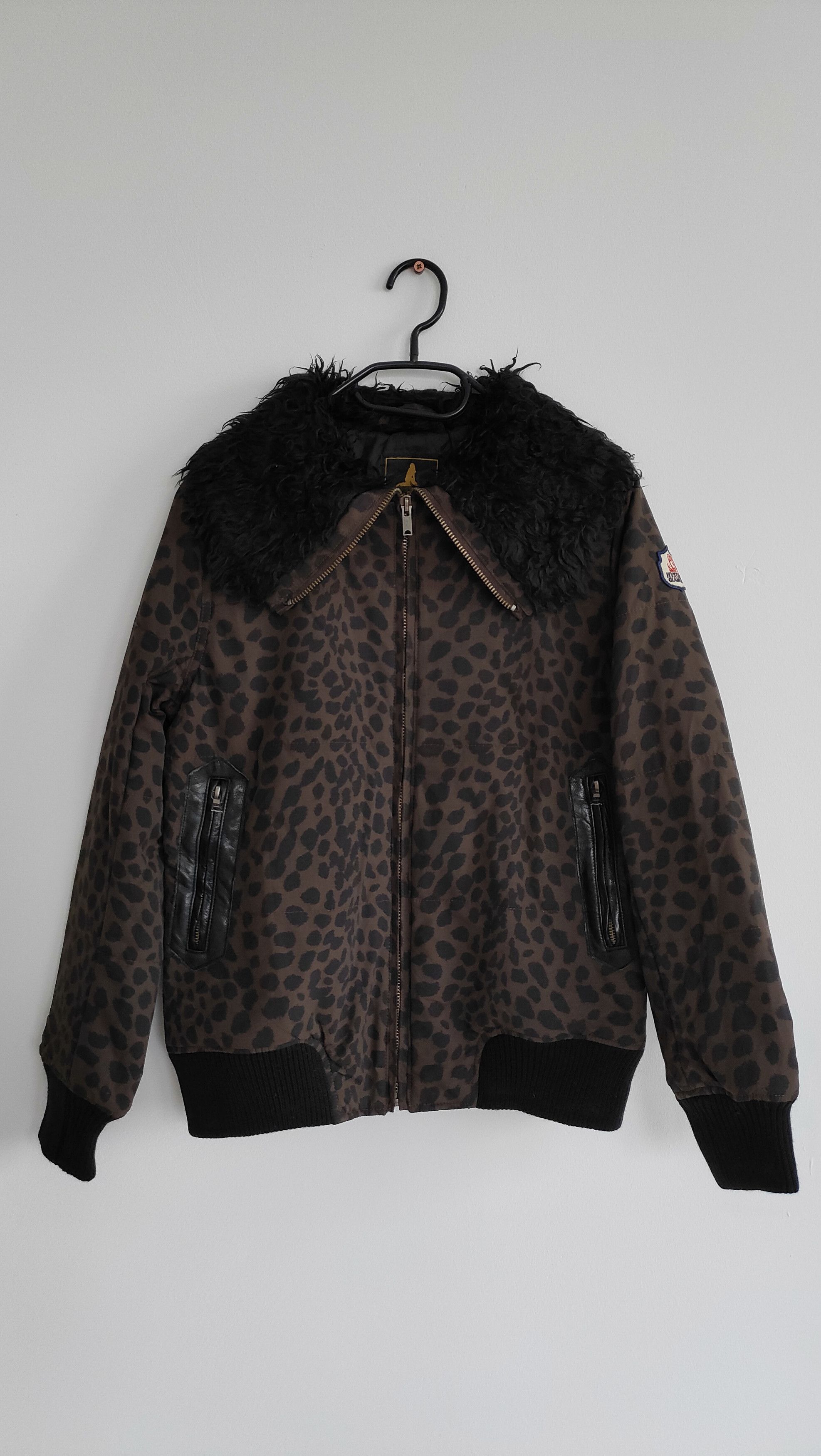 image of Archival Clothing x Avant Garde Hysteric Glamour Fur Down Ripstop Leopard Print Jacket in Black (Si