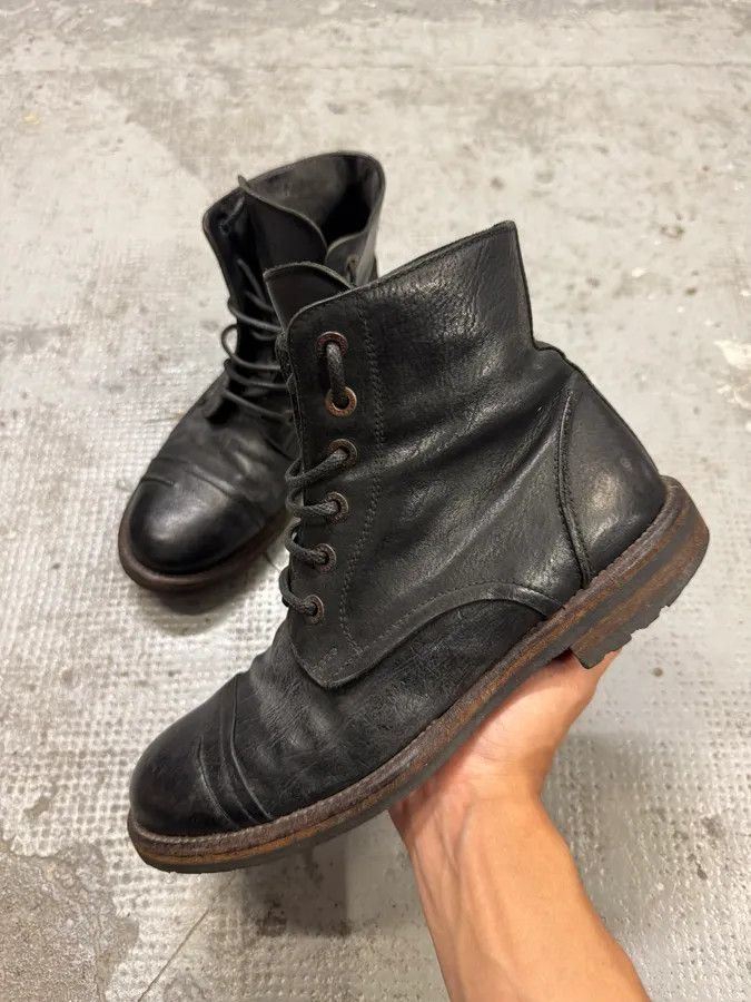 Designer × Dolce & Gabbana × Vintage 2000s Dolce & Gabbana Black Eroded Leather Boots Size US 8.5 / EU 41-42 - 3 Thumbnail