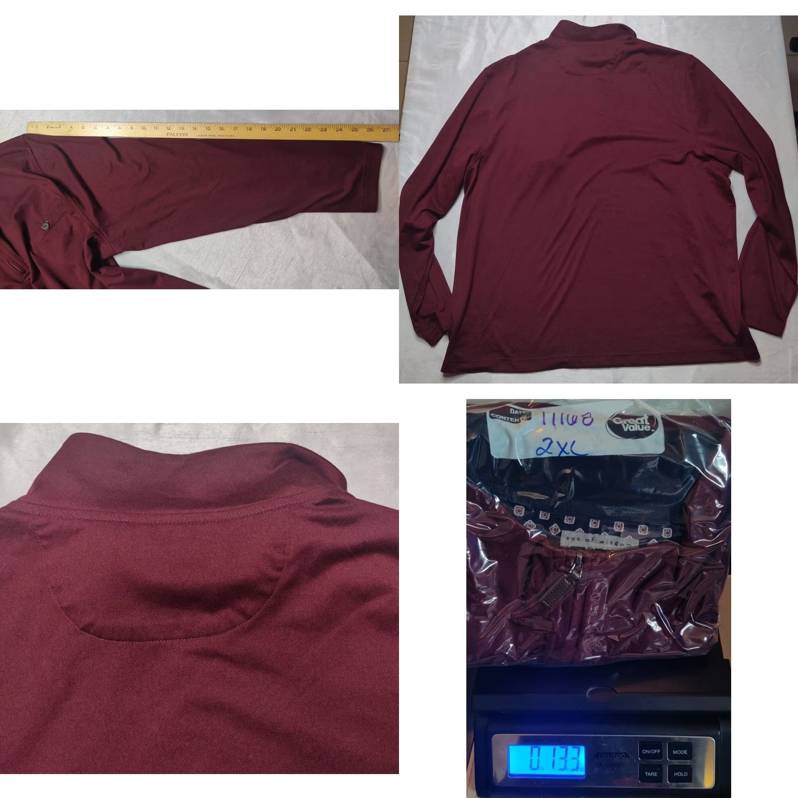 Vintage AGE OF WISDOM Men 2XL Burgundy 1/4 Zip Pullover Shirt Shirt Mens 2XL Burgundy 1/4 Zip Pullover Shirt Size US XXL / EU 58 / 5 - 9 Thumbnail