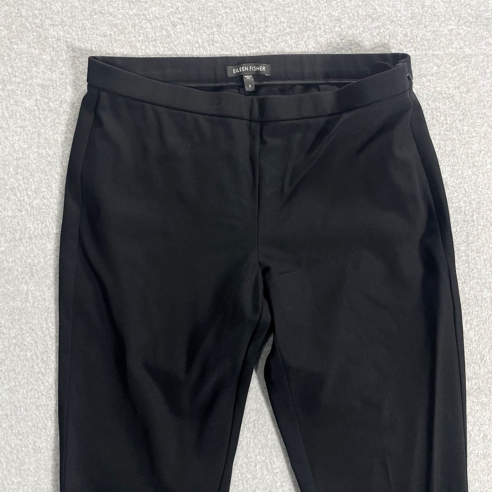 Eileen Fisher VINTAGE Eileen Fisher Pants Size 2 Stretch Ankle Straight Womens Black Made In USA Zip Size 26" / US 2 / IT 38 - 3 Thumbnail