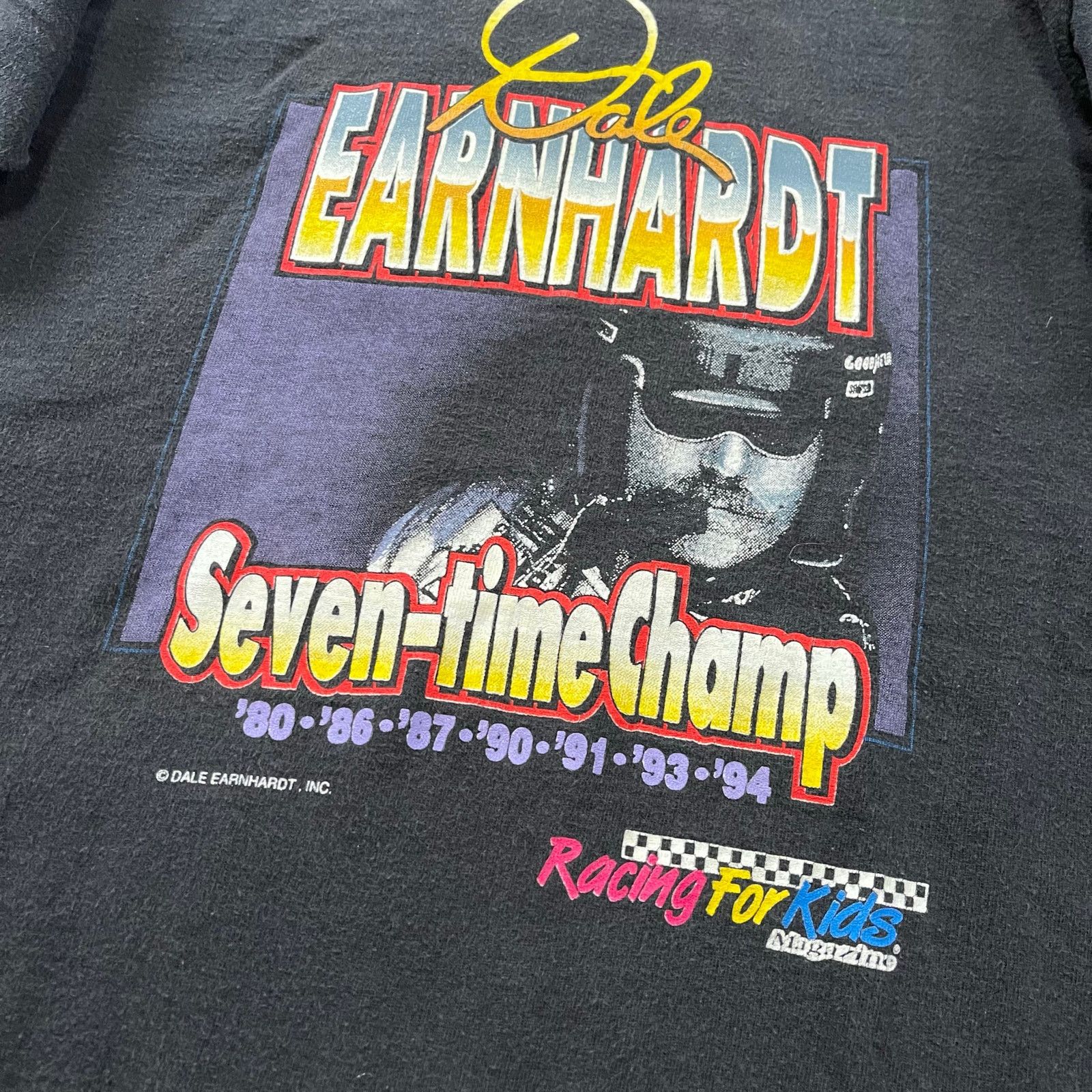 NASCAR Vintage Dale Earnhardt Seven-Time Champ Graphic Kids Black T Size US L / EU 52-54 / 3 - 3 Thumbnail