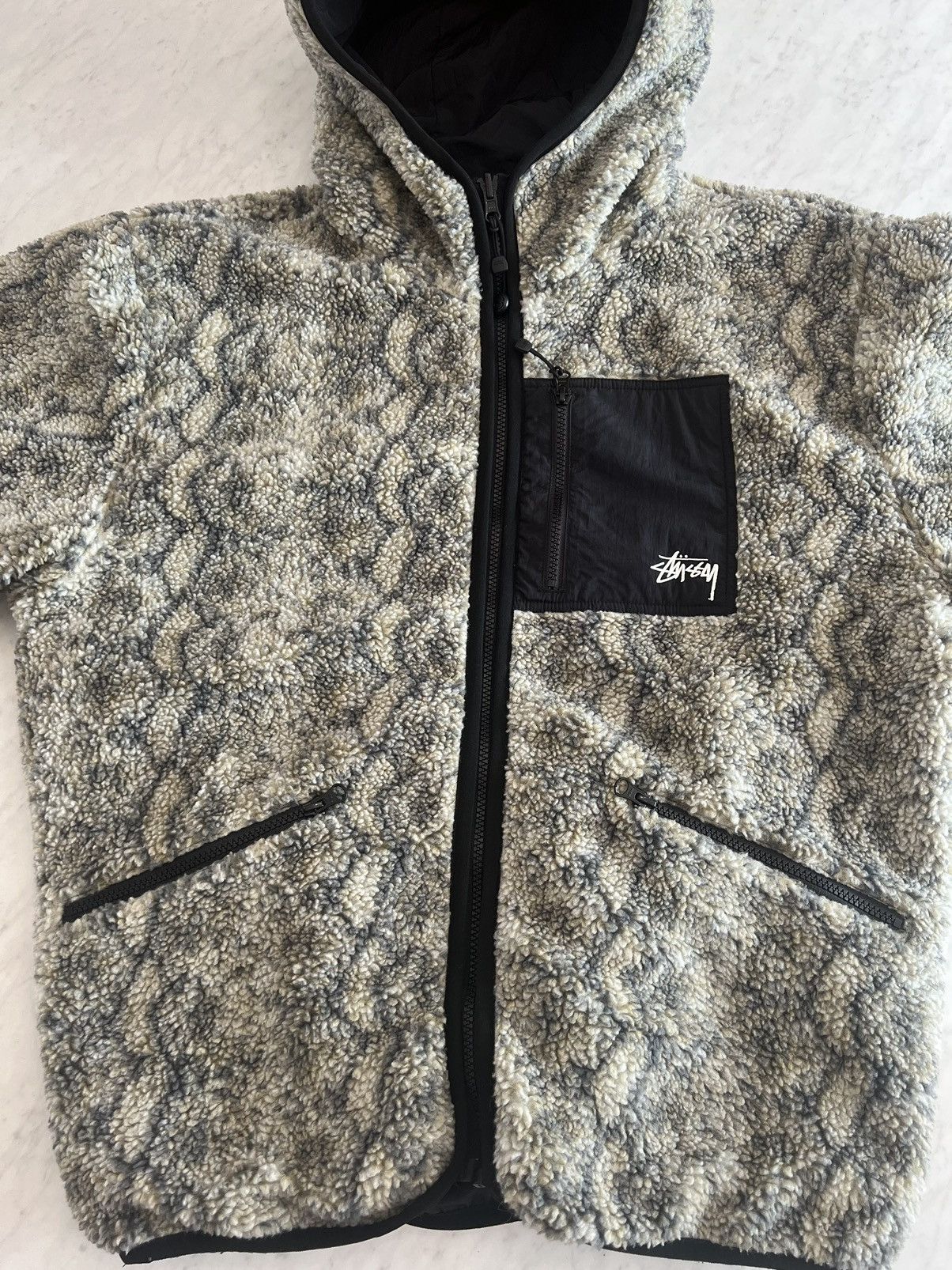 Stussy Stussy Snake Jacquard Sherpa Jacket Size US XL / EU 56 / 4 - 2 Thumbnail