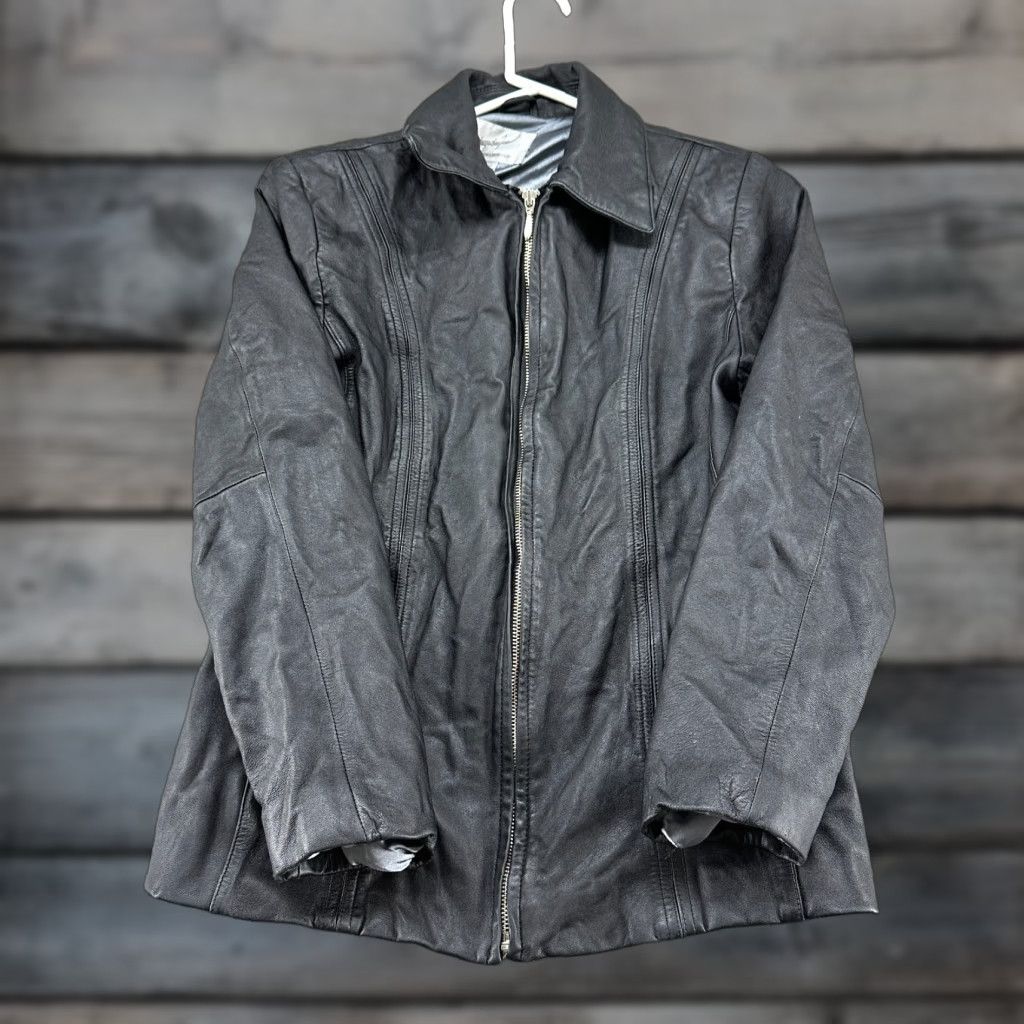 Vintage VINTAGE Jacqueline Ferrar Jacket Womens M Black Lambskin Full Zip Lined Motorcycle Style 90s Pockets Womens Size M / US 6-8 / IT 42-44 - 1 Thumbnail
