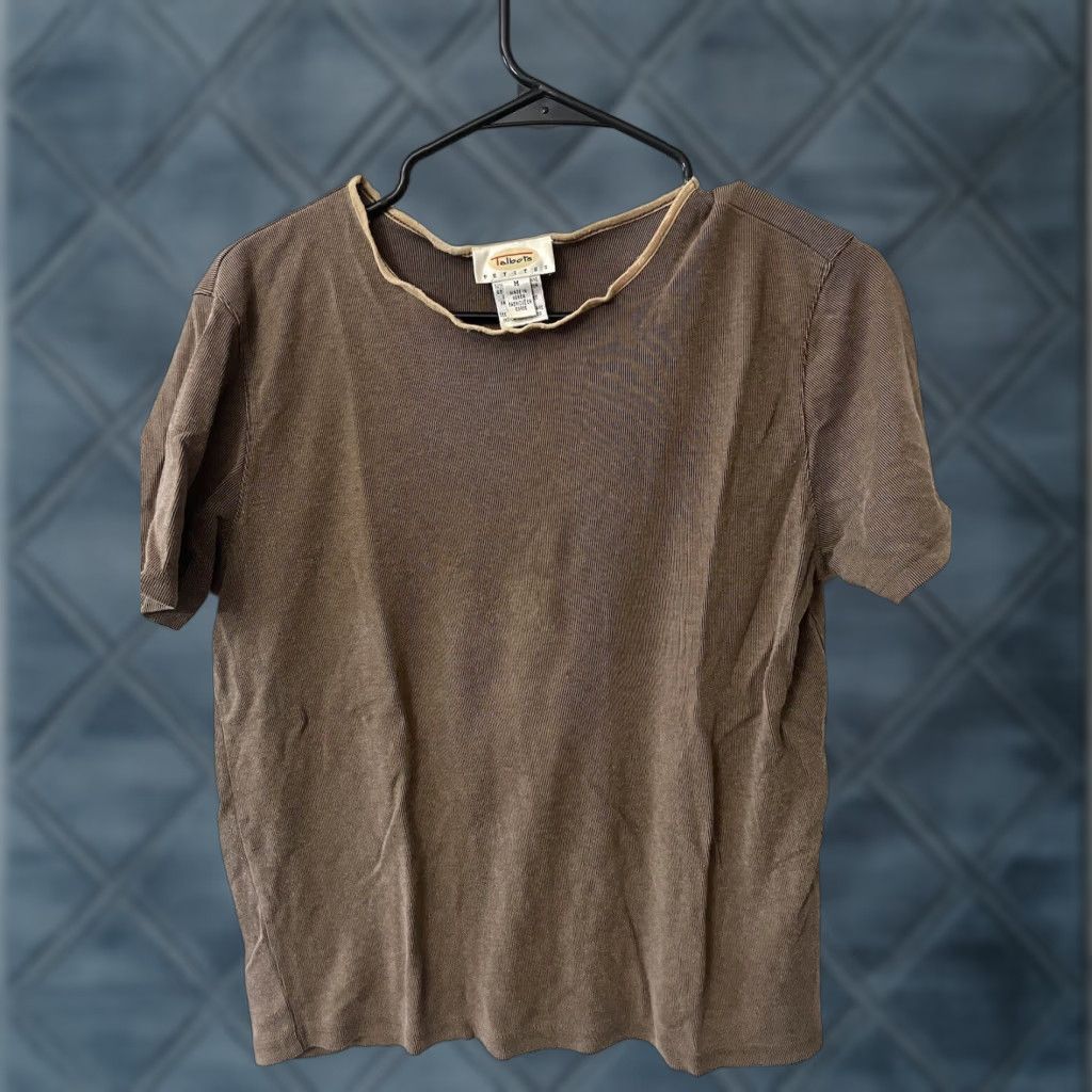 Talbots VINTAGE Talbots Women’s T-Shirt Casual Short Sleeve Brown 80s 90s City Bohemian Modern Size M / US 6-8 / IT 42-44 - 1 Thumbnail