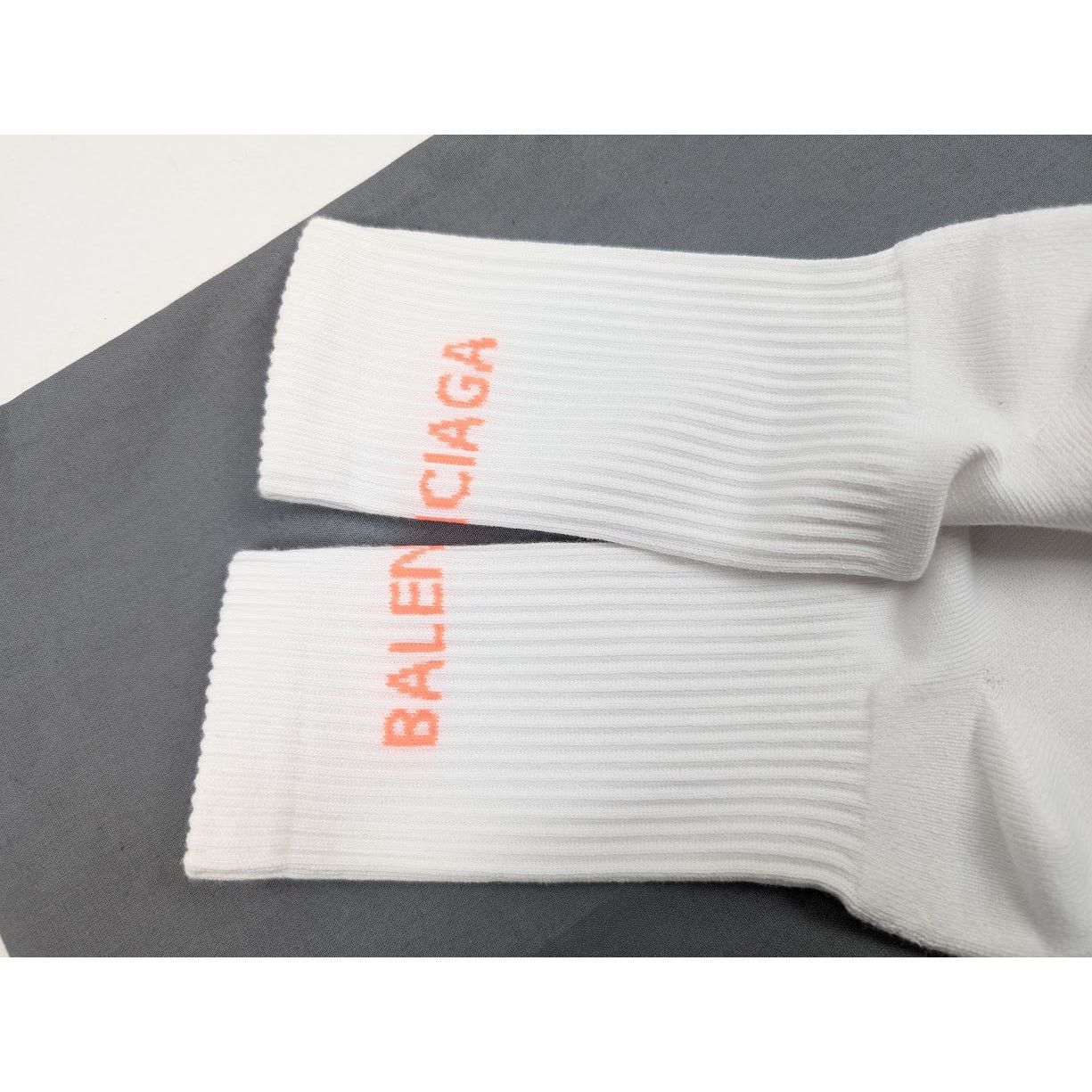 Balenciaga o1rshd1 Size: M / Tennis Cotton Socks in White/Orange Size ONE SIZE - 8 Thumbnail