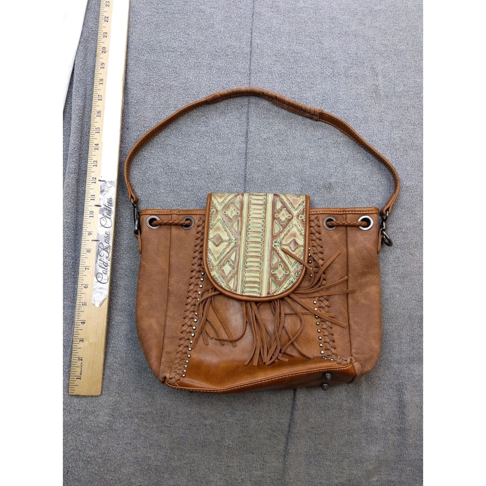 Vintage Trinity Ranch Shoulder Bag Womens Medium Brown Faux Leather Fringe Western Purse Size ONE SIZE - 2 Thumbnail
